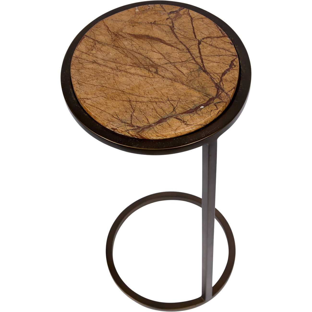 Iota Forest Brown Marble Smoked Gold Side Table