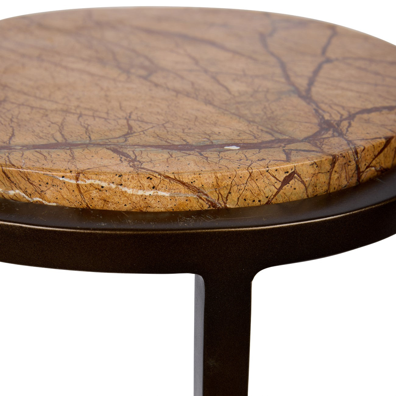 Iota Forest Brown Marble Smoked Gold Side Table