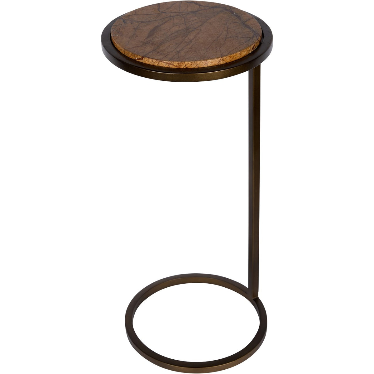 Iota Forest Brown Marble Smoked Gold Side Table