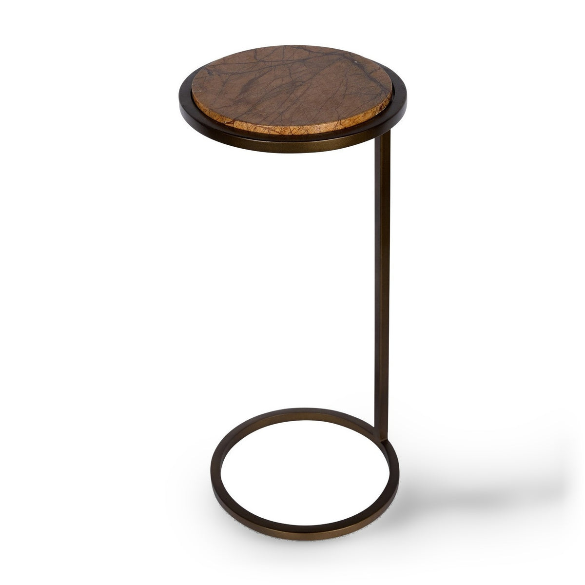 Iota Forest Brown Marble Smoked Gold Side Table