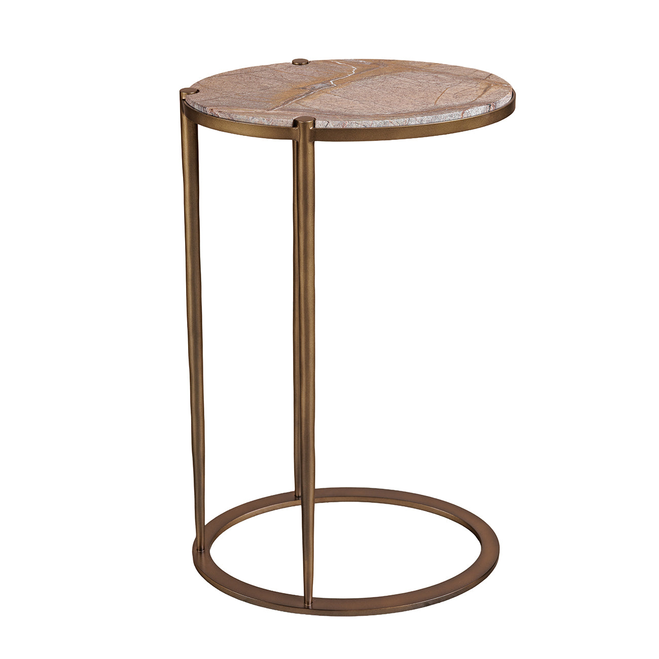 Iota Forest Brown Marble & Gold Oval Side Table - CLEARANCE