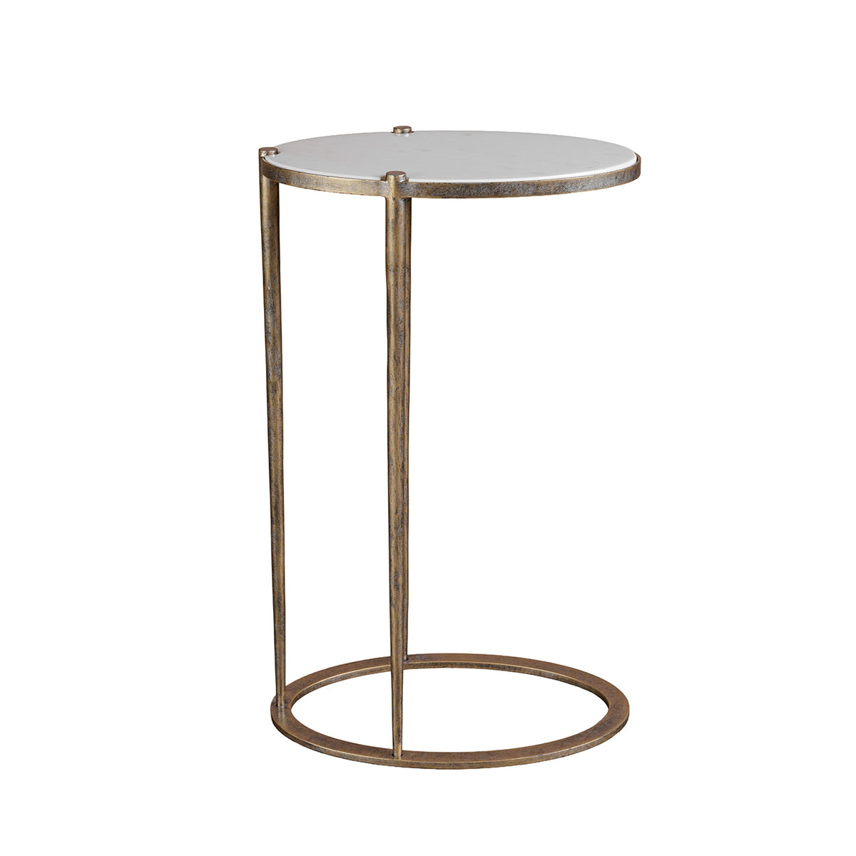 Iota White Banswara Marble & Aged Champagne Oval Side Table