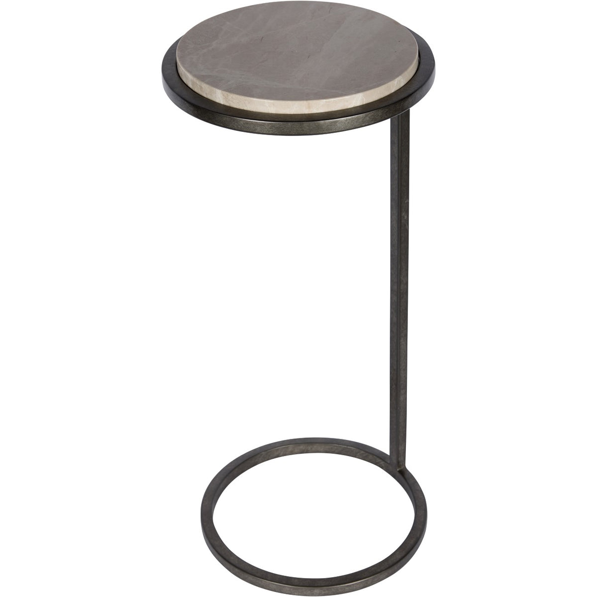 Iota Accent Table Grey Emperador Marble Aged Silver Frame