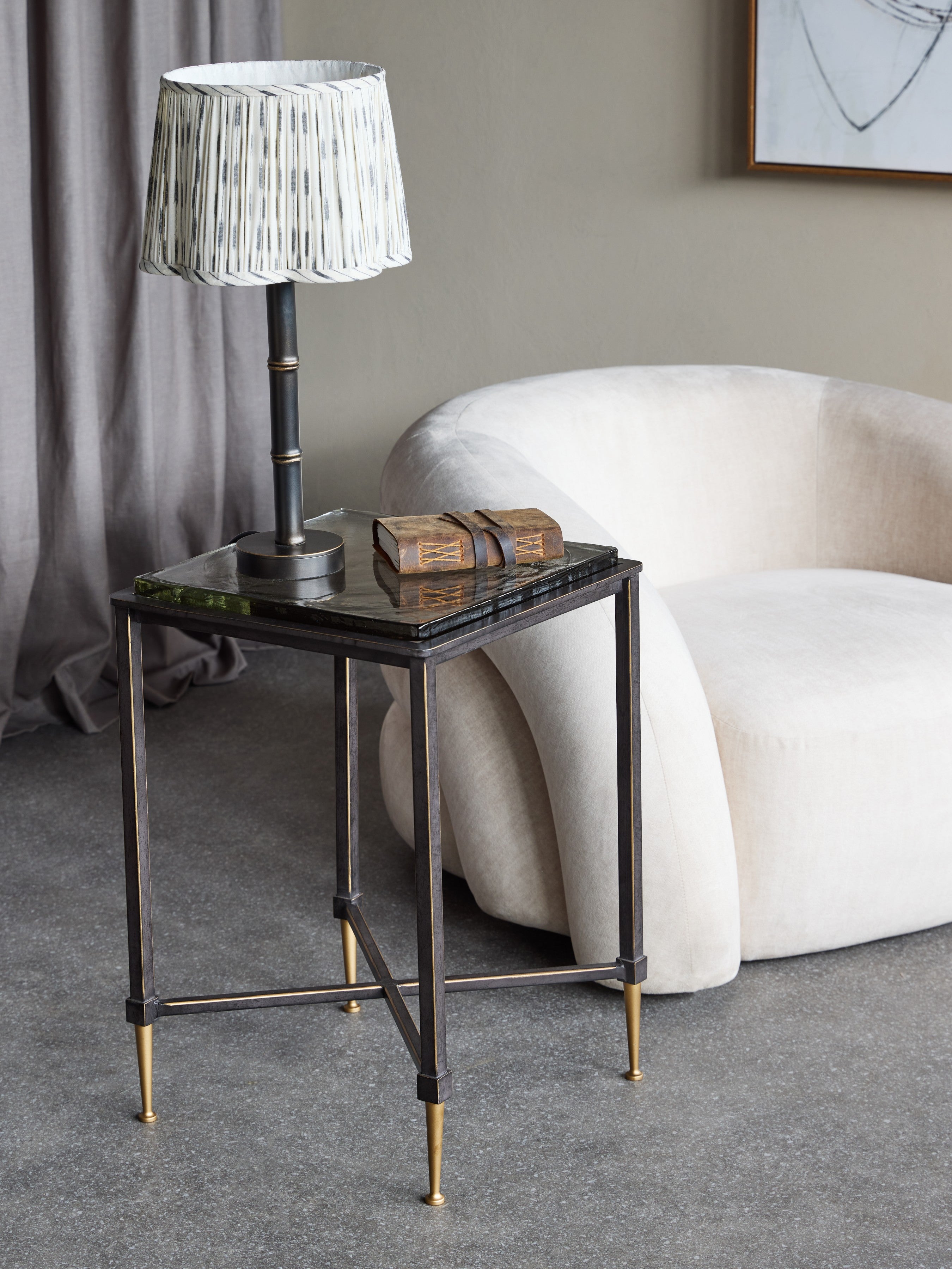 Stella Square Glass Top Side Table lifestyle