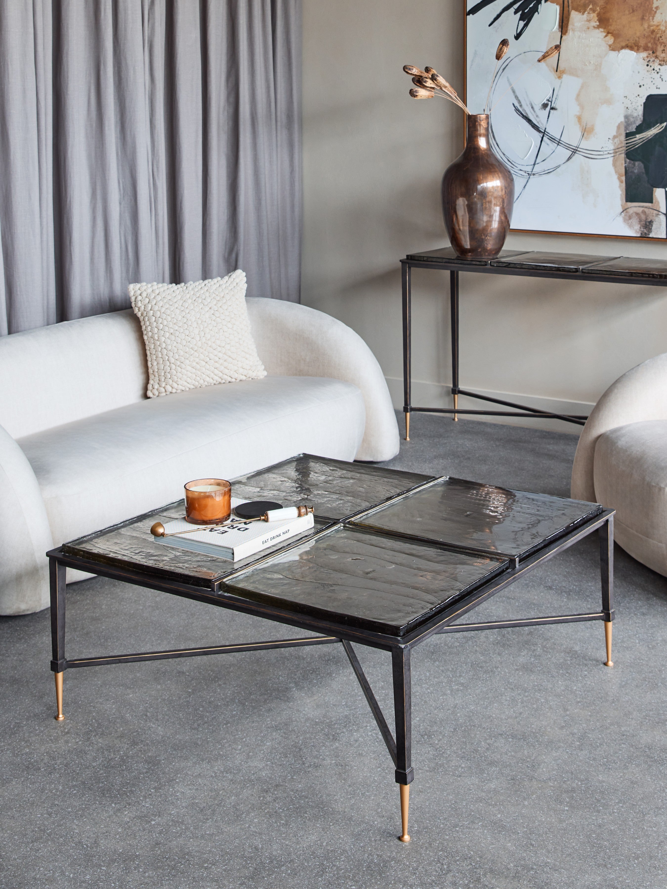 Stella Square Glass Coffee Table lifestyle