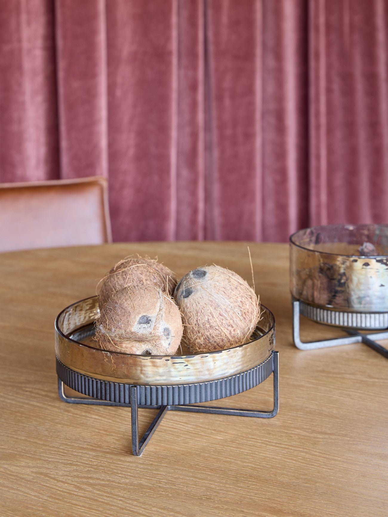 Beresford Hammered Glass & Iron Platter On Stand