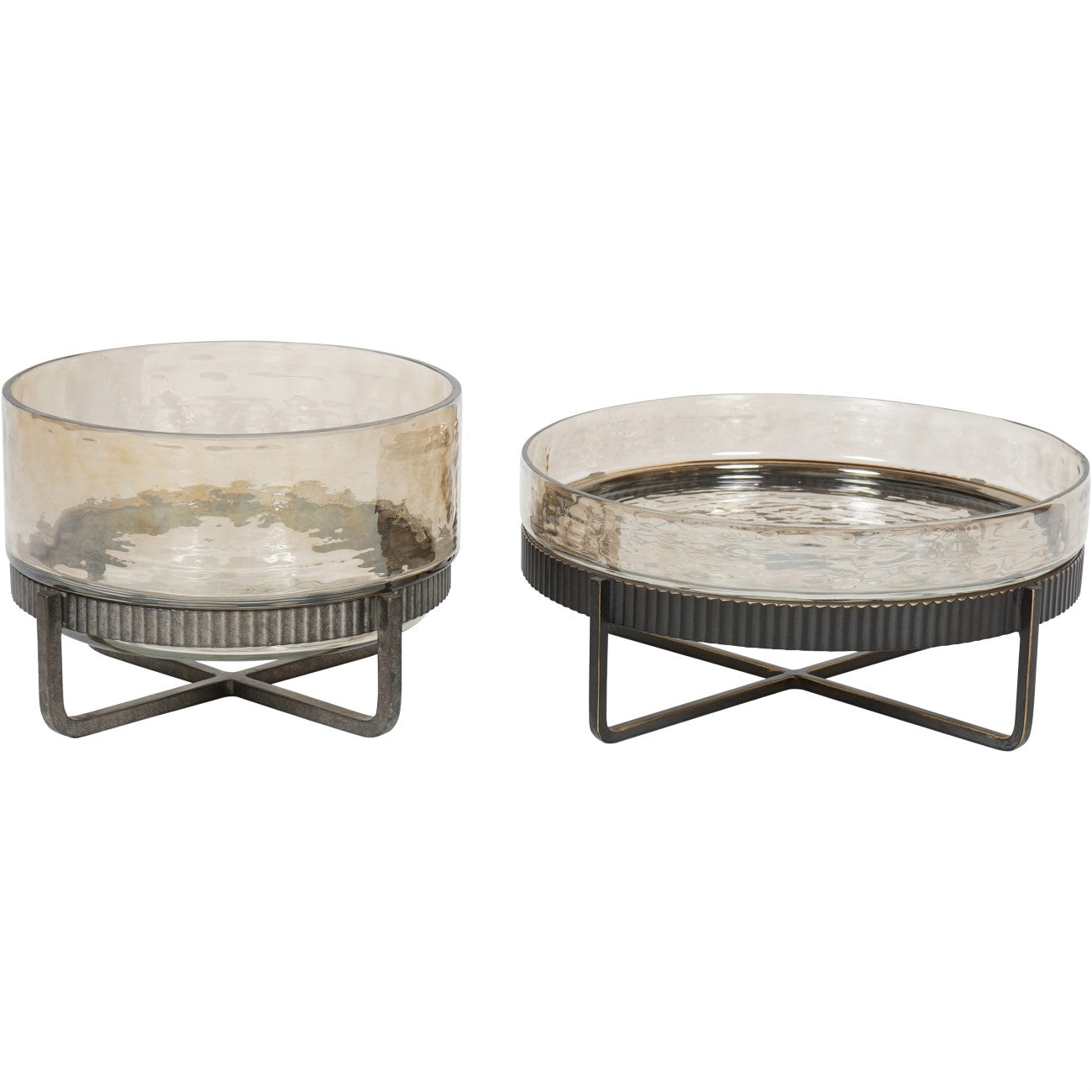 Beresford Hammered Glass & Iron Platter On Stand