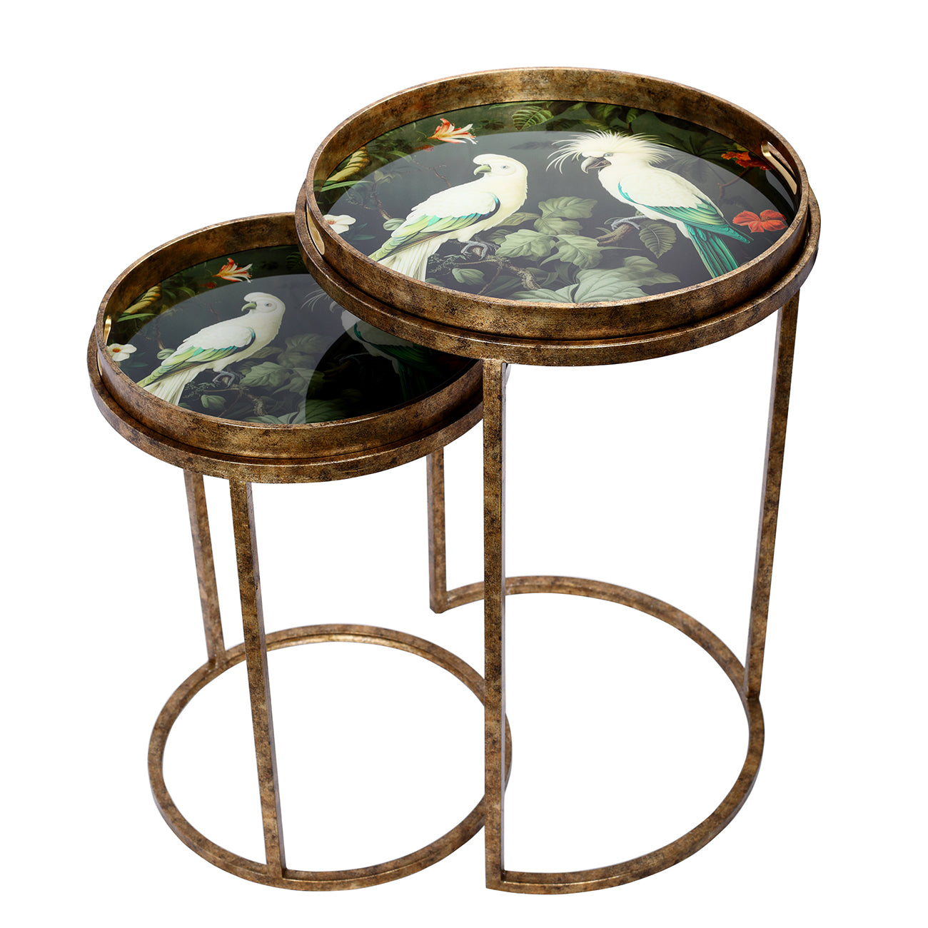 Set of 2 Tropical Birds Tray Side Tables — view 2