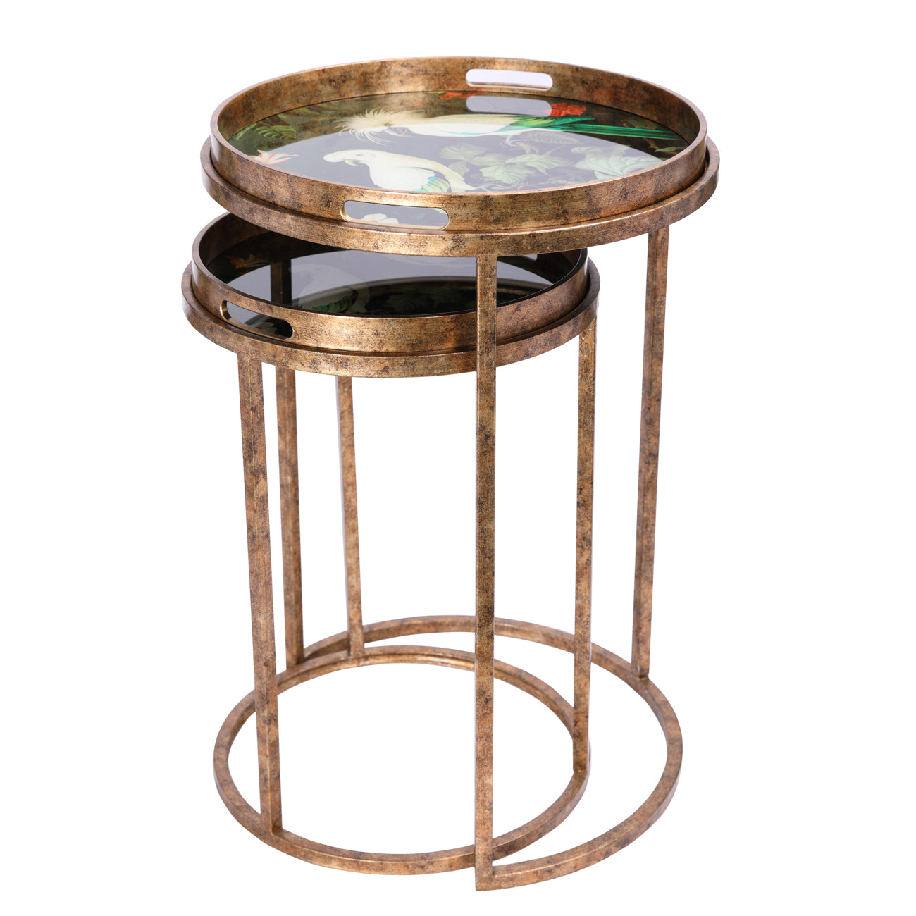 Set of 2 Tropical Birds Tray Side Tables — view 3