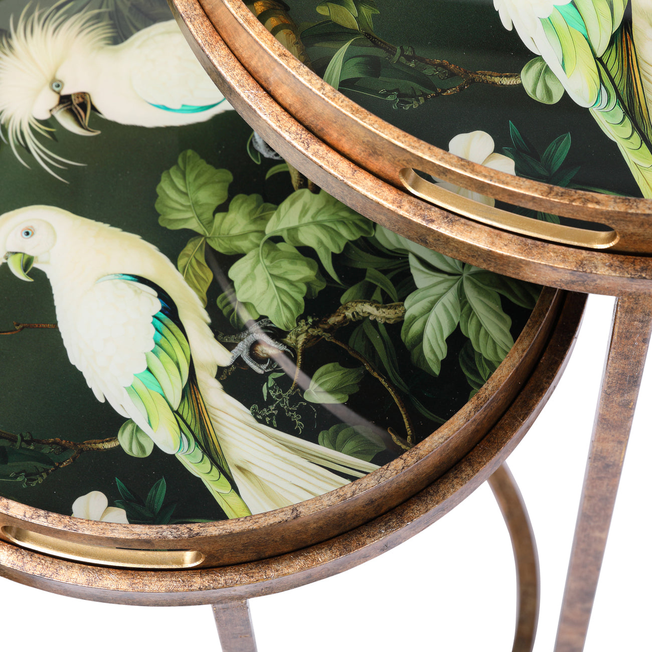 Set of 2 Tropical Birds Tray Side Tables — view 4