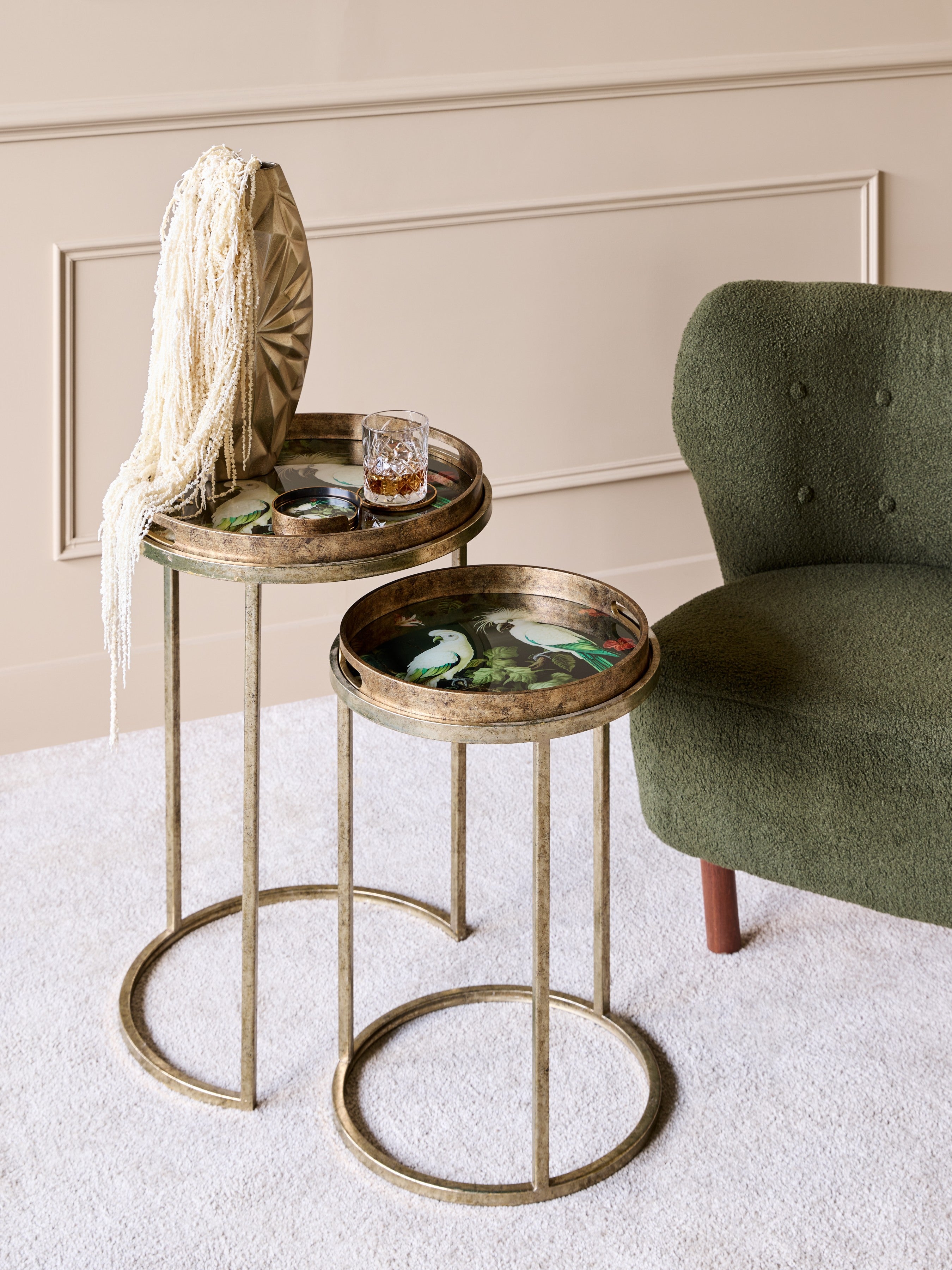 Set of 2 Tropical Birds Tray Side Tables — lifestyle 6