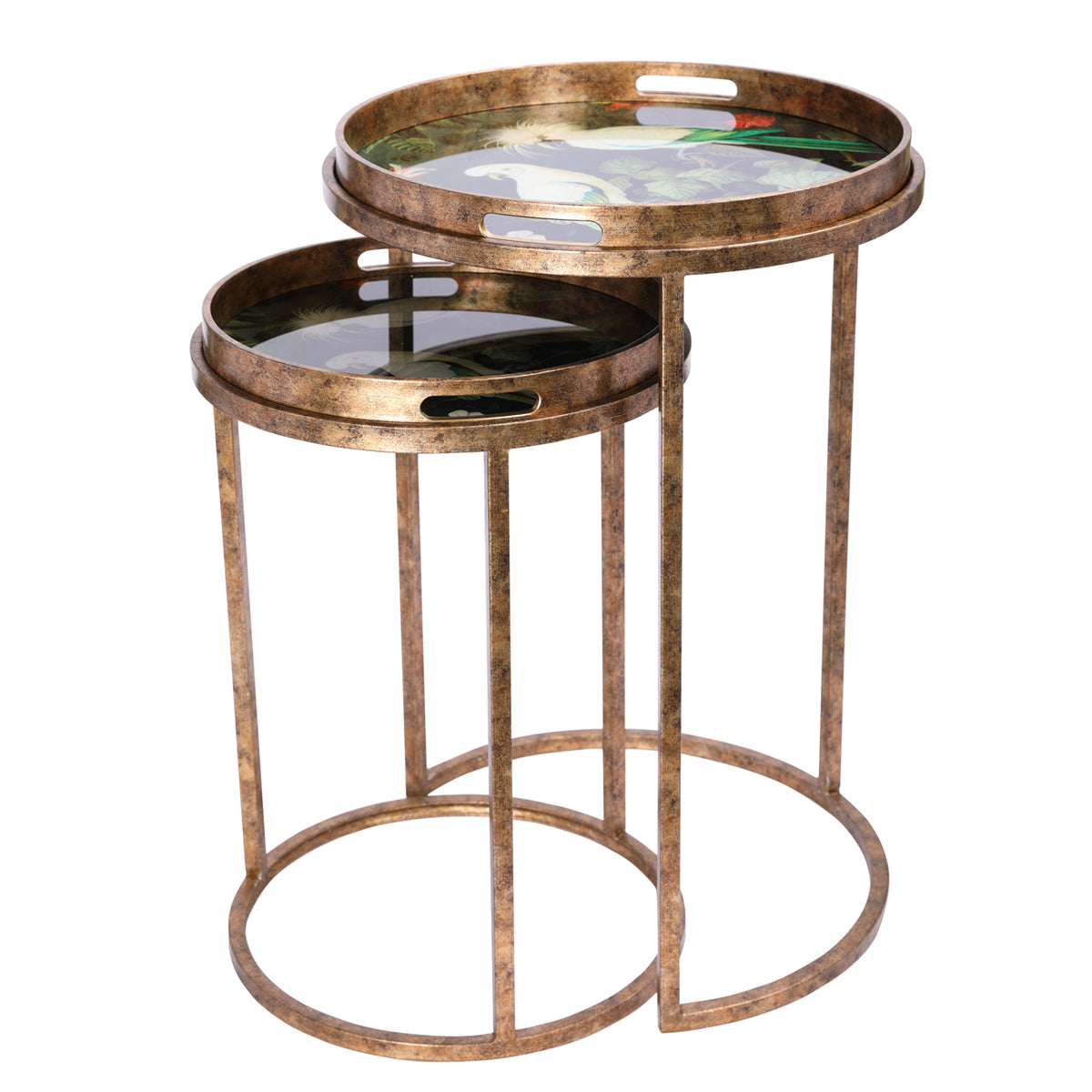 Set of 2 Tropical Birds Tray Side Tables