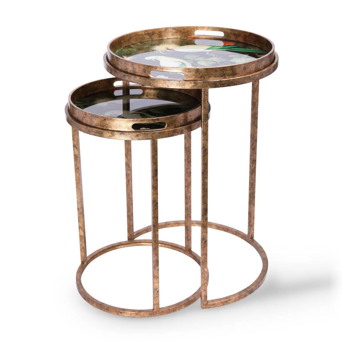 Set of 2 Tropical Birds Tray Side Tables