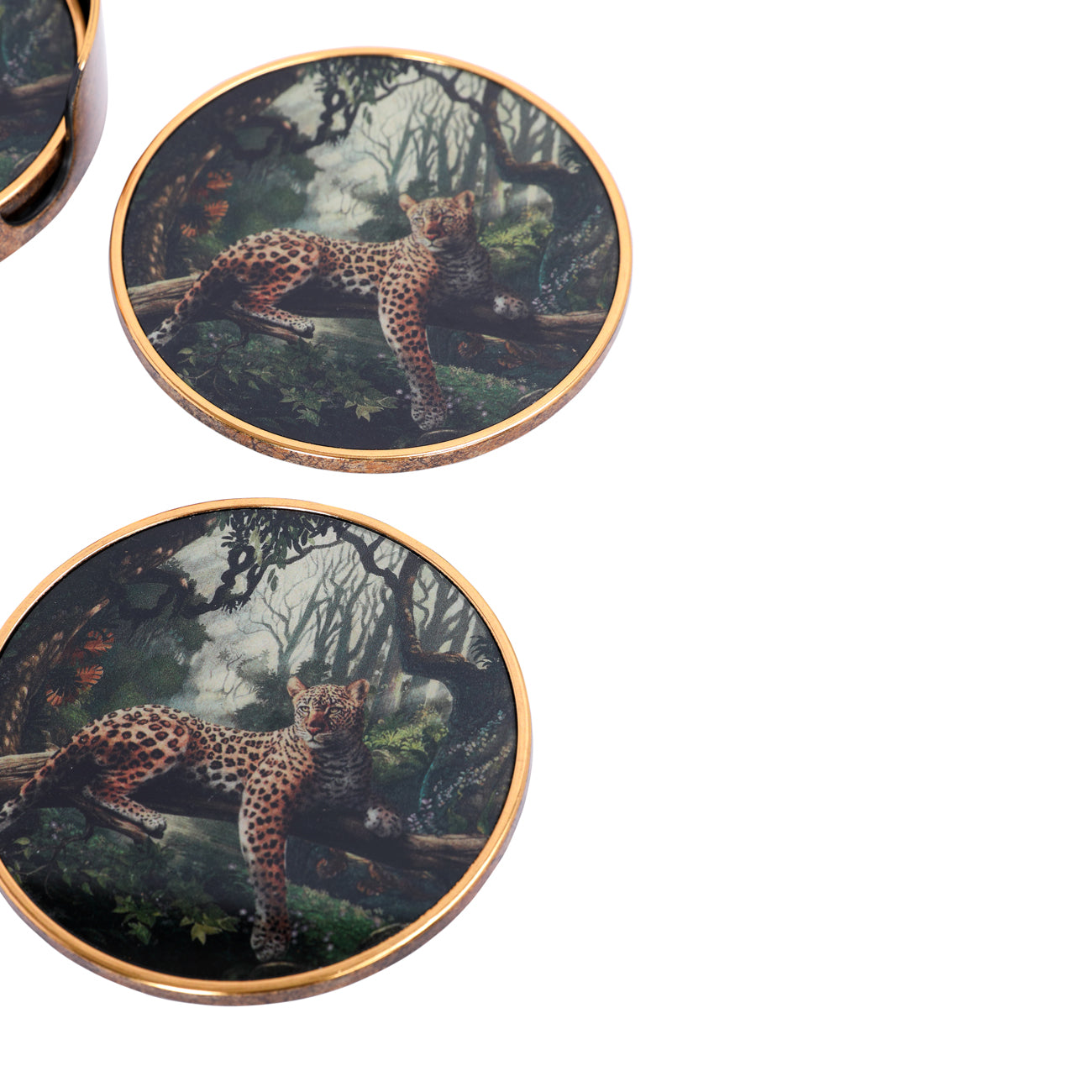 Lounging Leopard Set Coasters