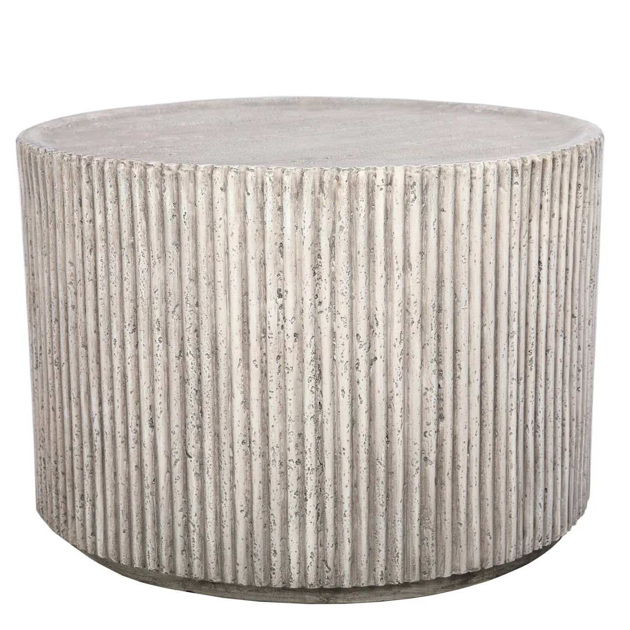 Lani White Ribbed Round Coffee Table