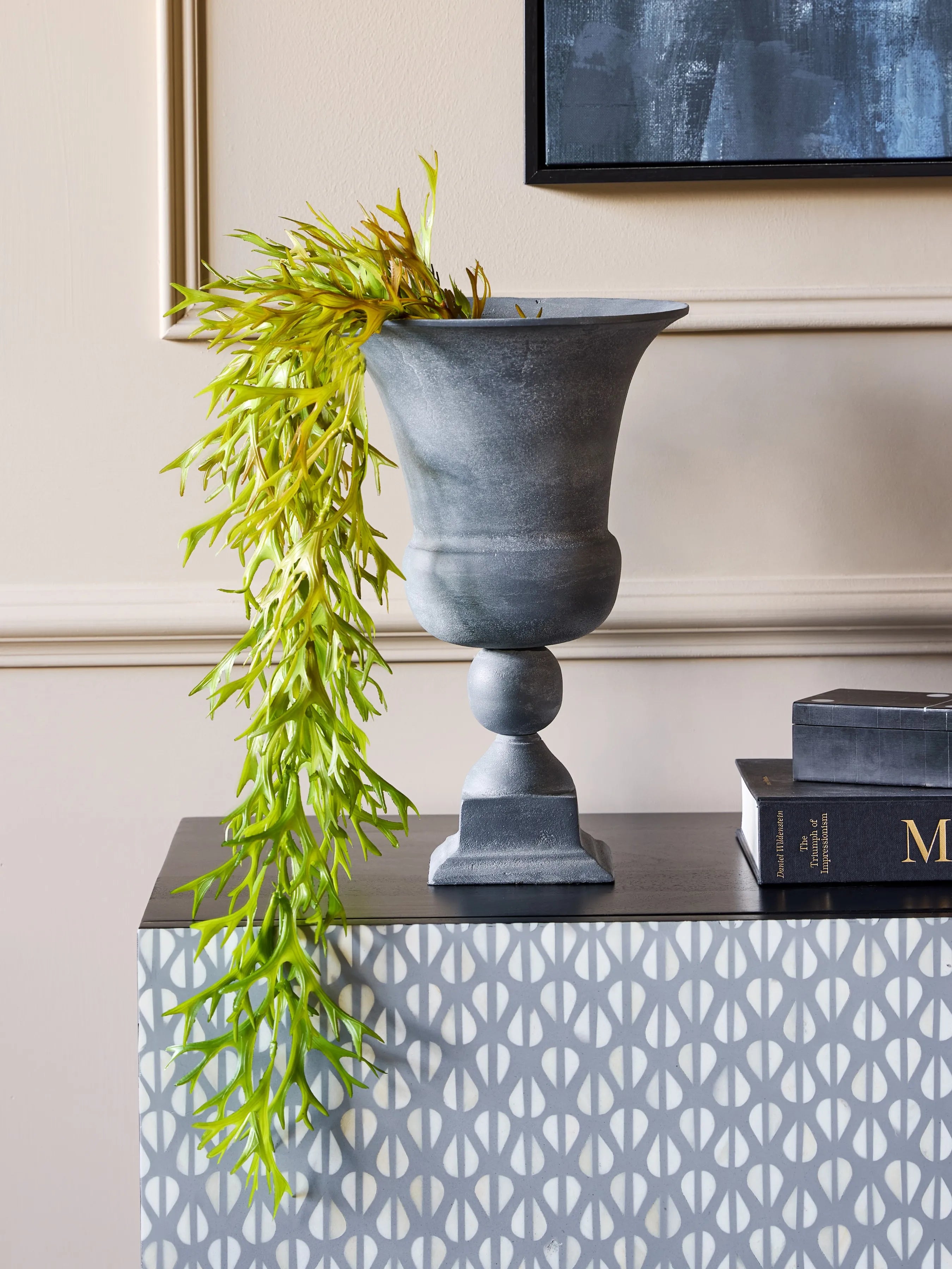 Van Dyk Tall Grey Stonewash Urn Vase Medium