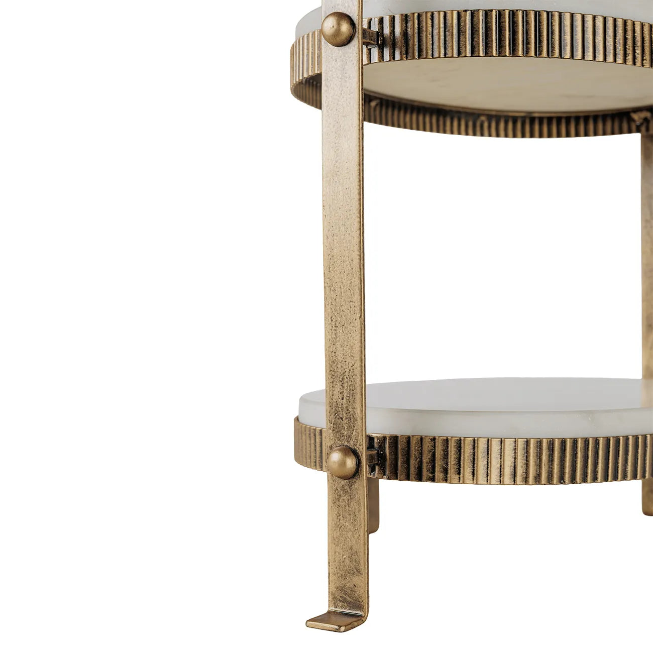 Belvedere Aged Gold & White Marble Oval Double Tier Stand