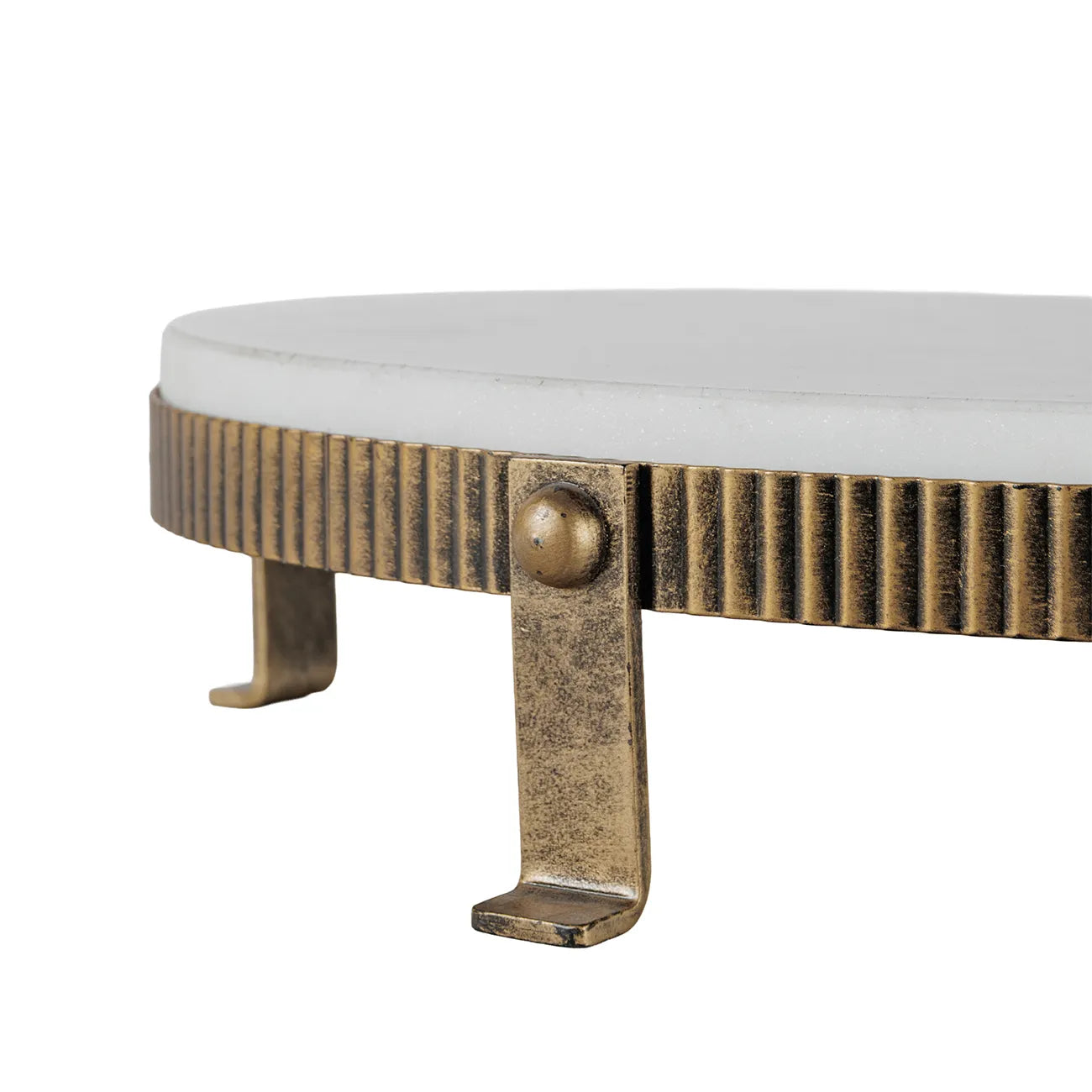 Belvedere Aged Gold & White Marble Oval Stand