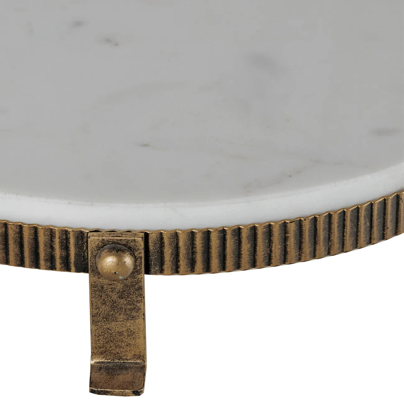 Belvedere Aged Gold & White Marble Oval Stand