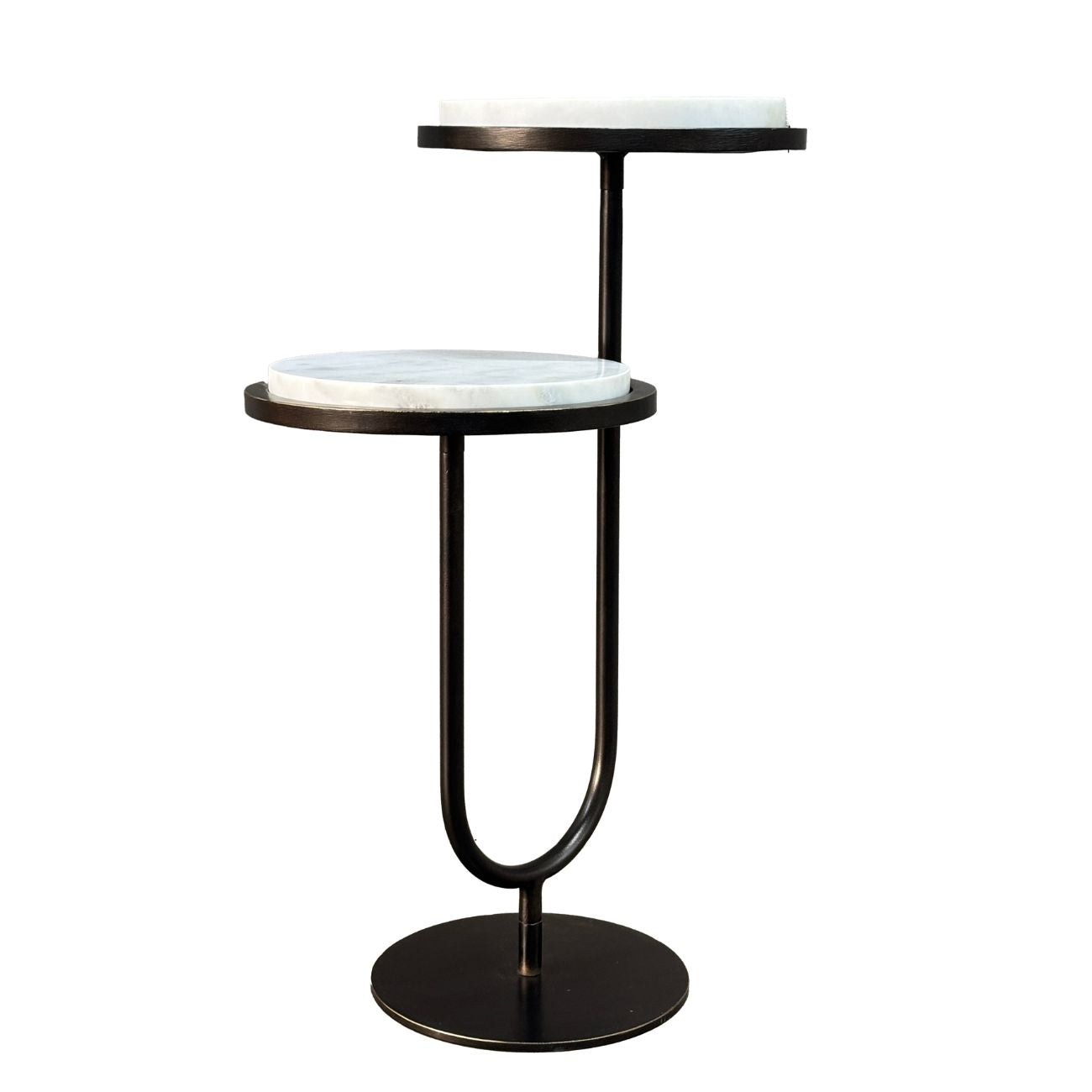 Marco White Banswara Marble & Dark Bronze Side Table view 2