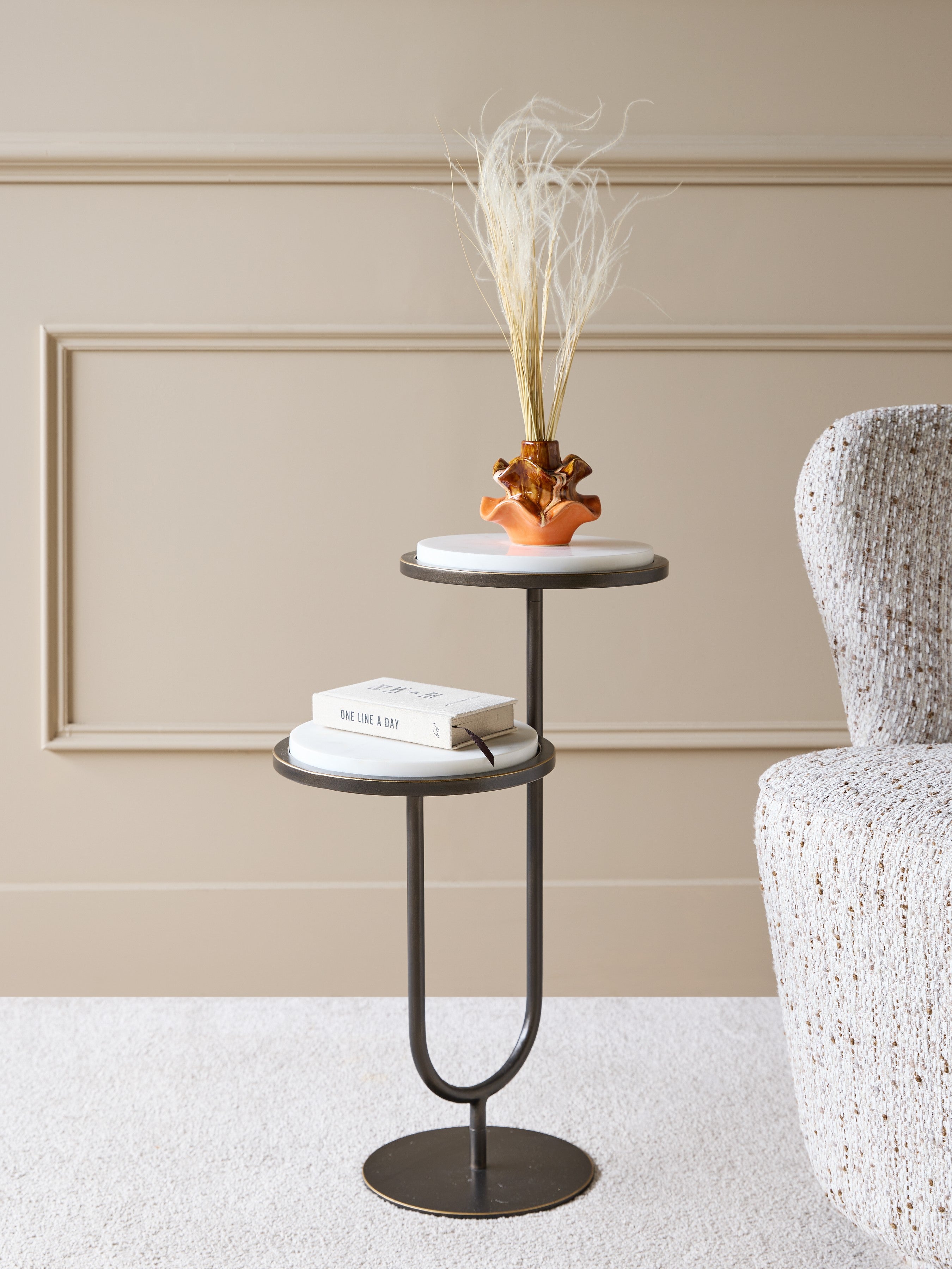 Marco White Banswara Marble & Dark Bronze Side Table view 5