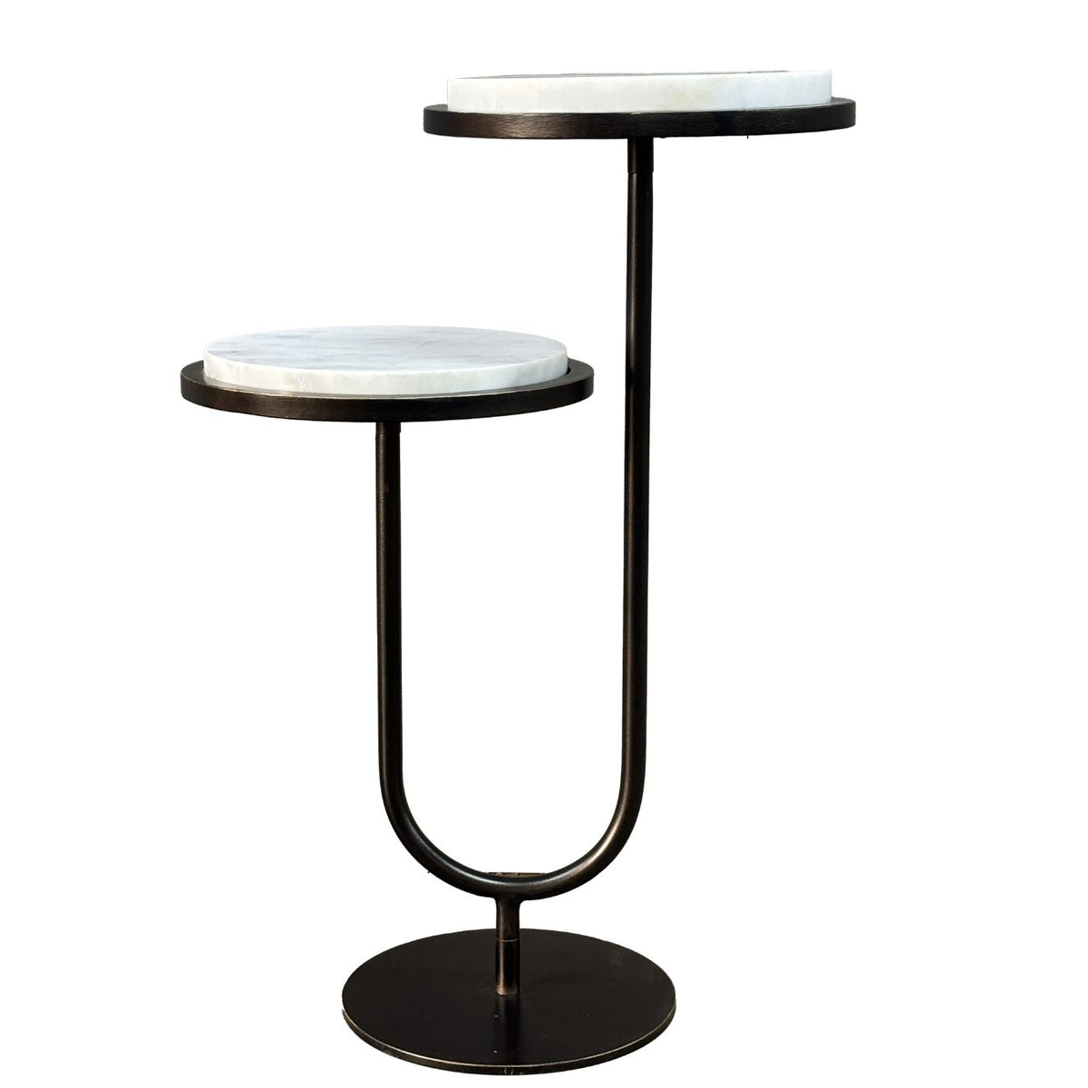 Marco White Banswara Marble & Dark Bronze Side Table