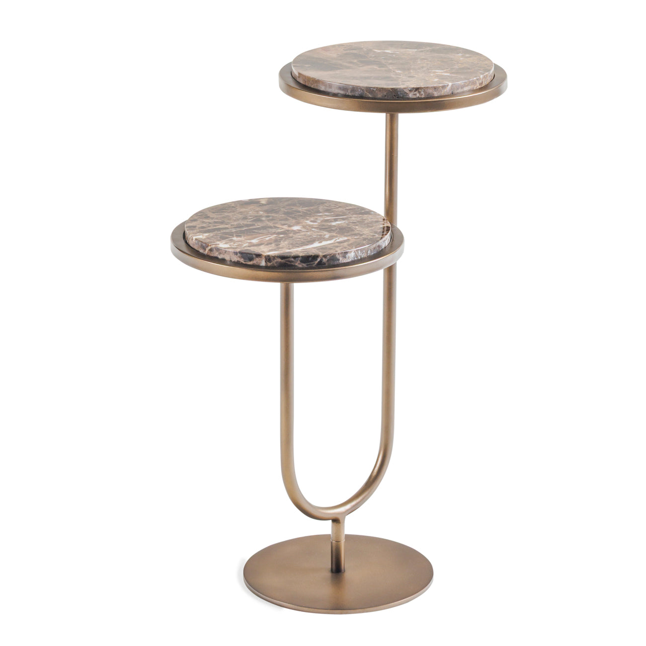 Marco Dark Emperador Brown Marble & Gold Side Table
