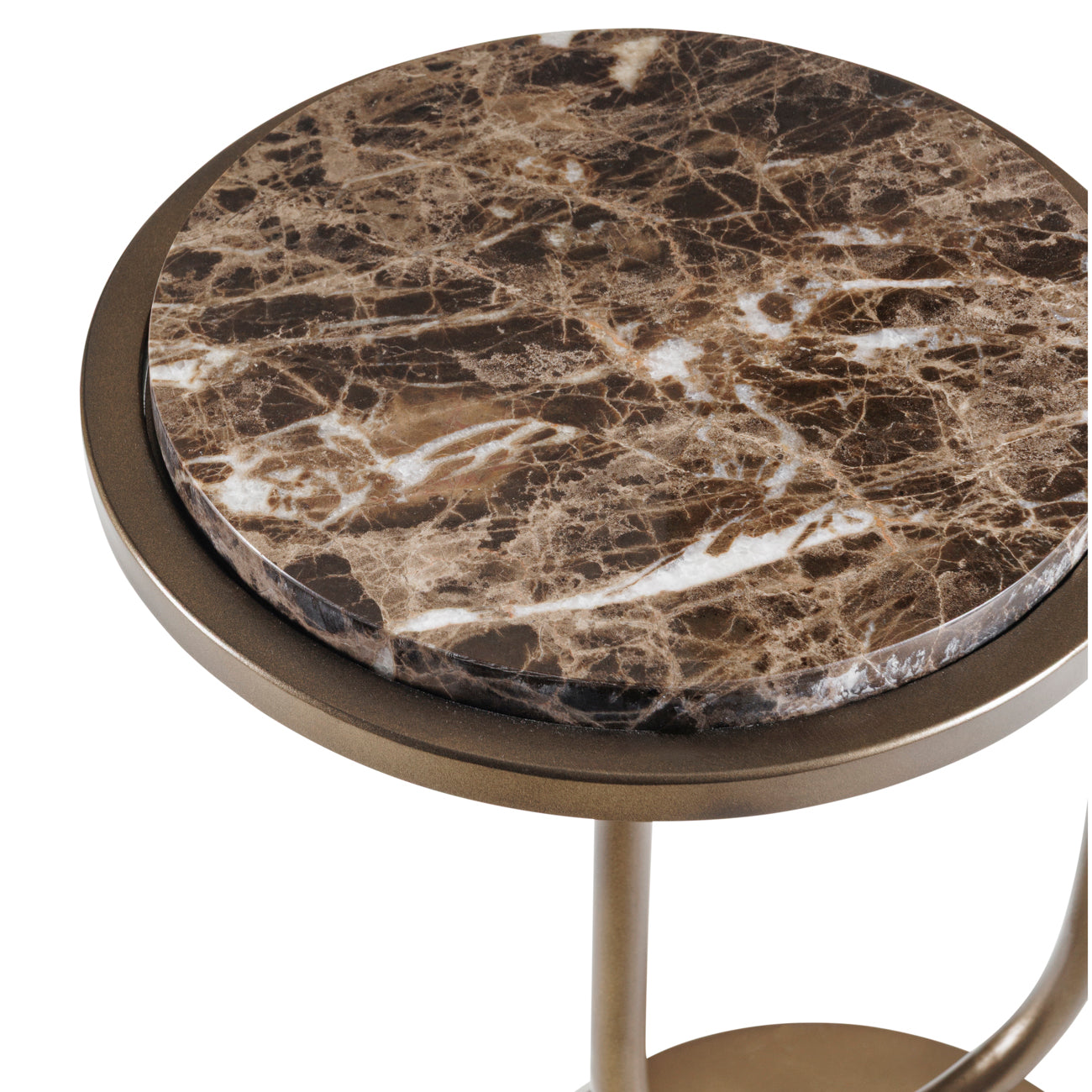Marco Dark Emperador Brown Marble & Gold Side Table