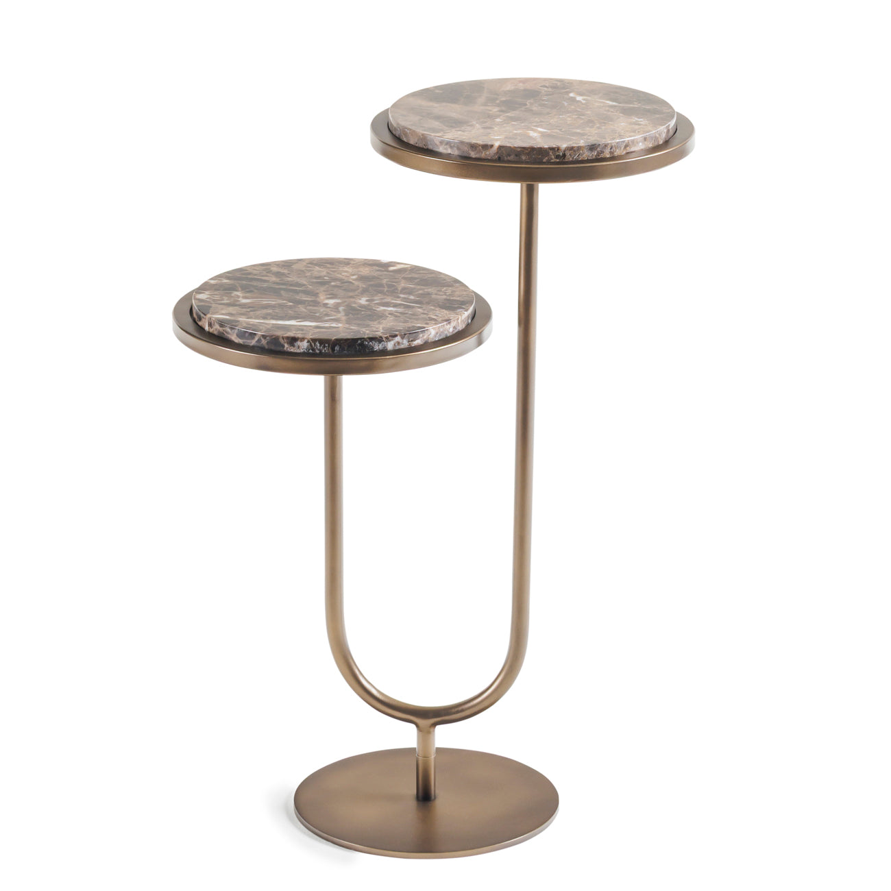 Marco Dark Emperador Brown Marble & Gold Side Table