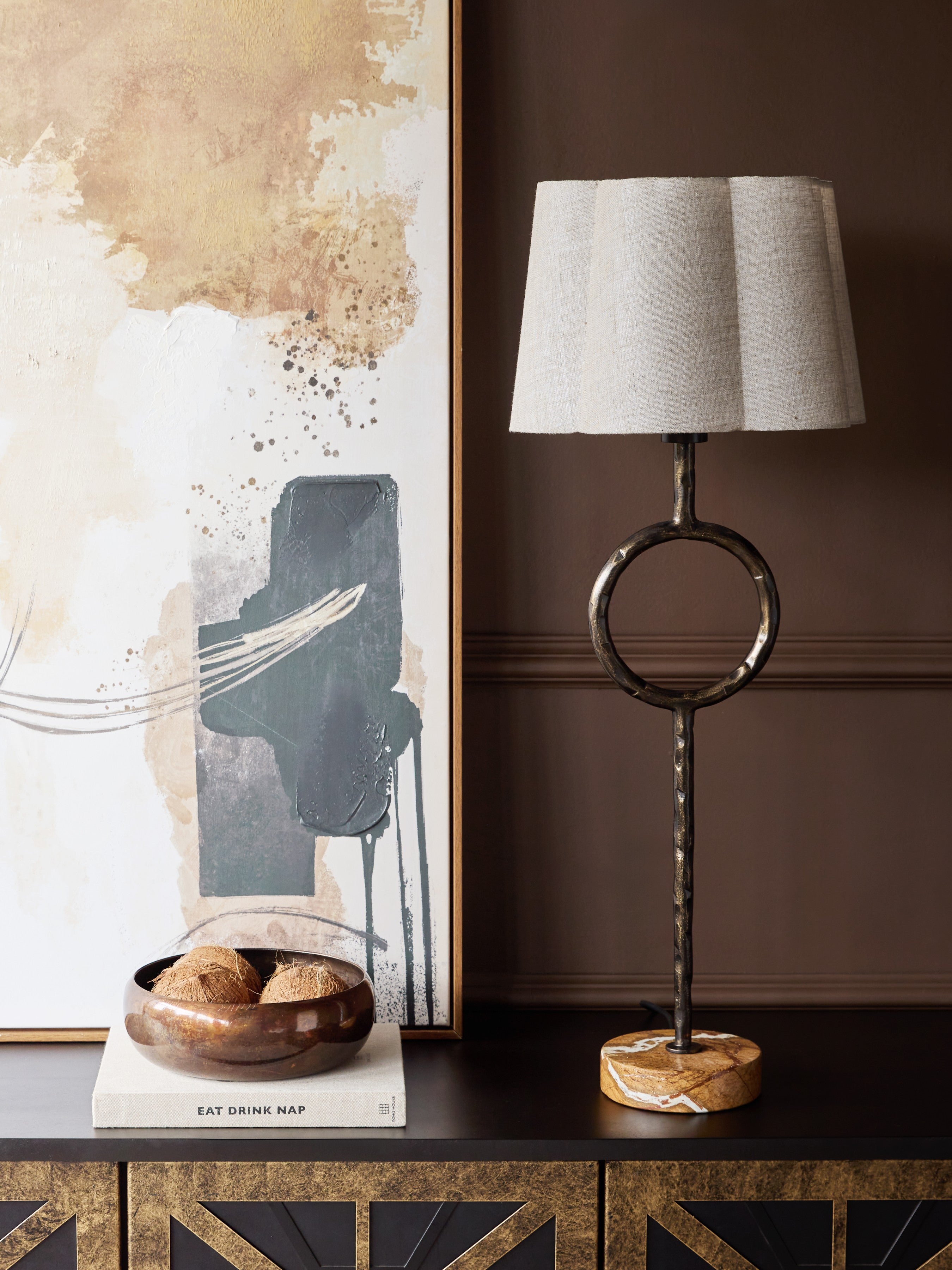 Rutland  Table Lamp with Plain Linen  Shade lifestyle
