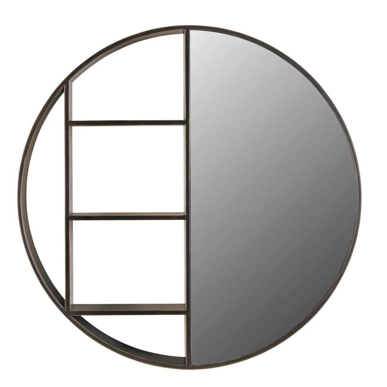 Belvedere Black Shelving Wall Mirror Small