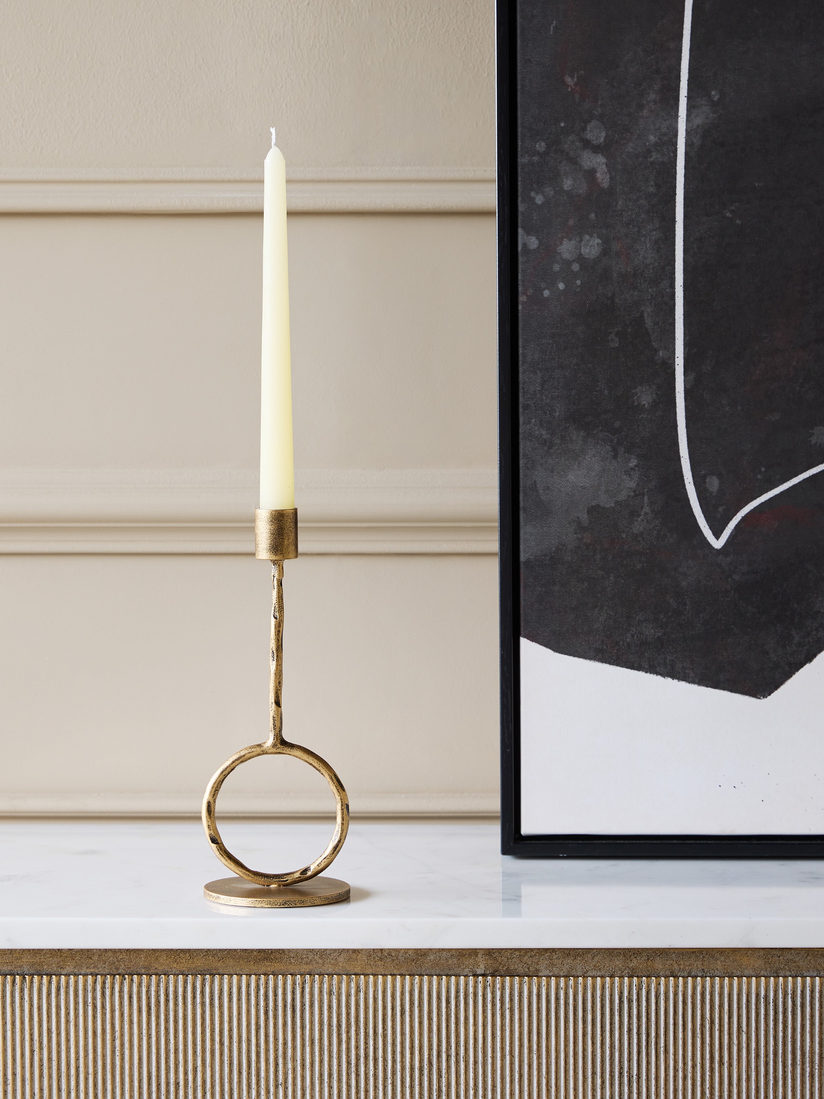 Ronde Antique Gold  Candle Holder Large lifestyle