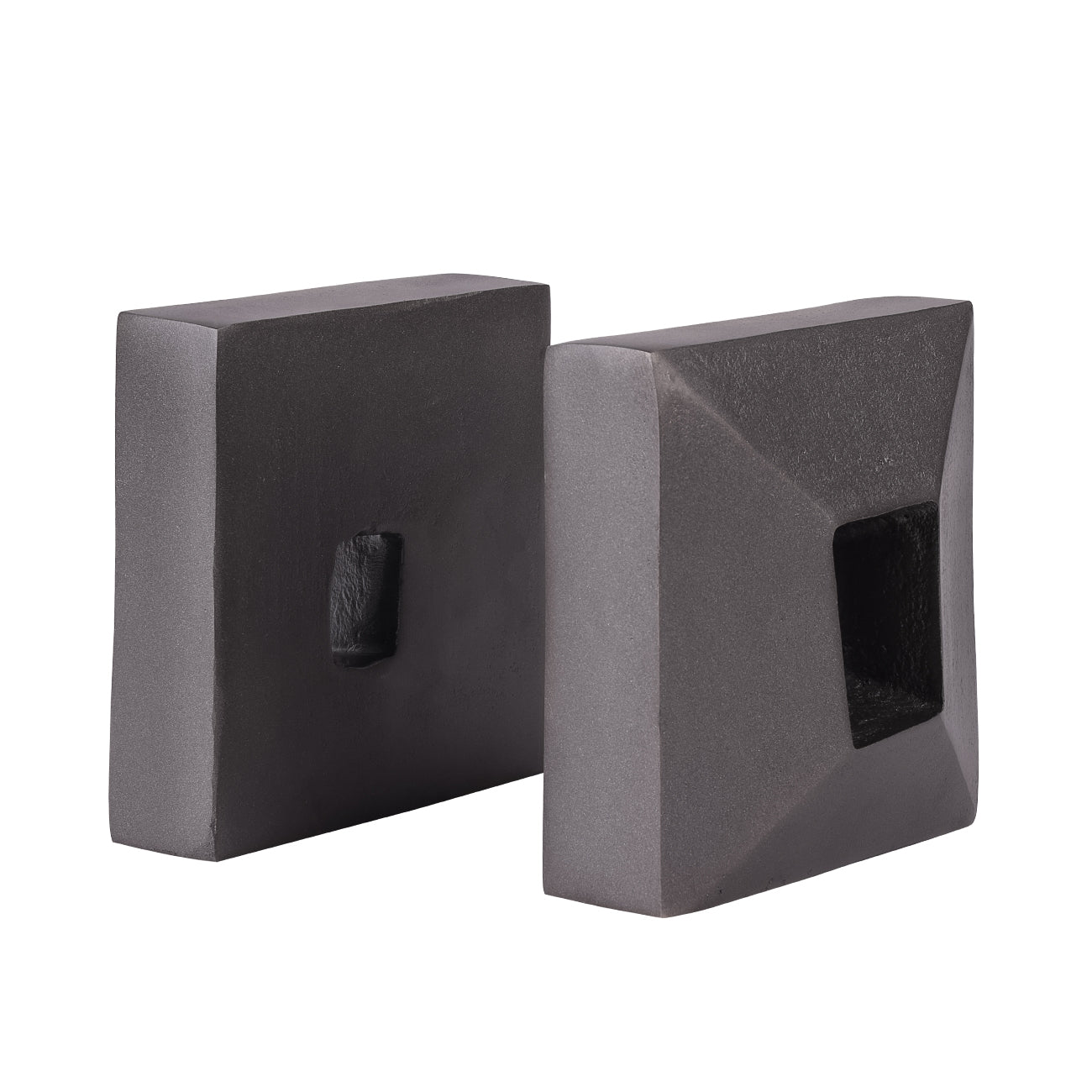 Set of 2 Geo Antique Lead Aluminium Bookends