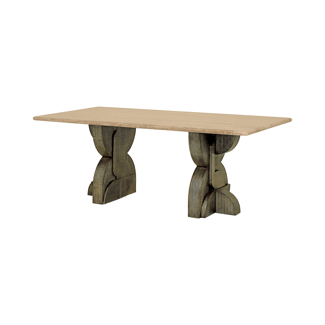 Kelsie Travertine Dining Table — view 2