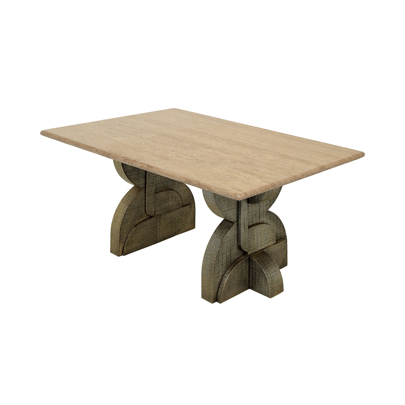 Kelsie Travertine Dining Table — view 3