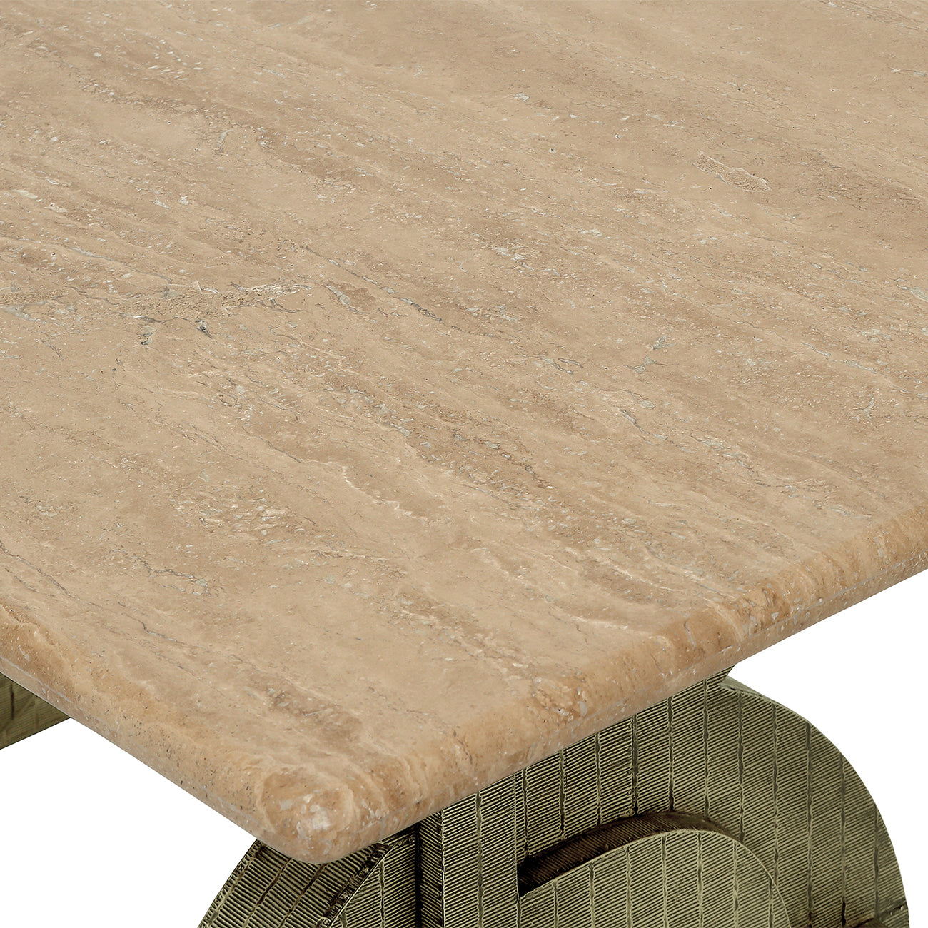 Kelsie Travertine Dining Table — view 4