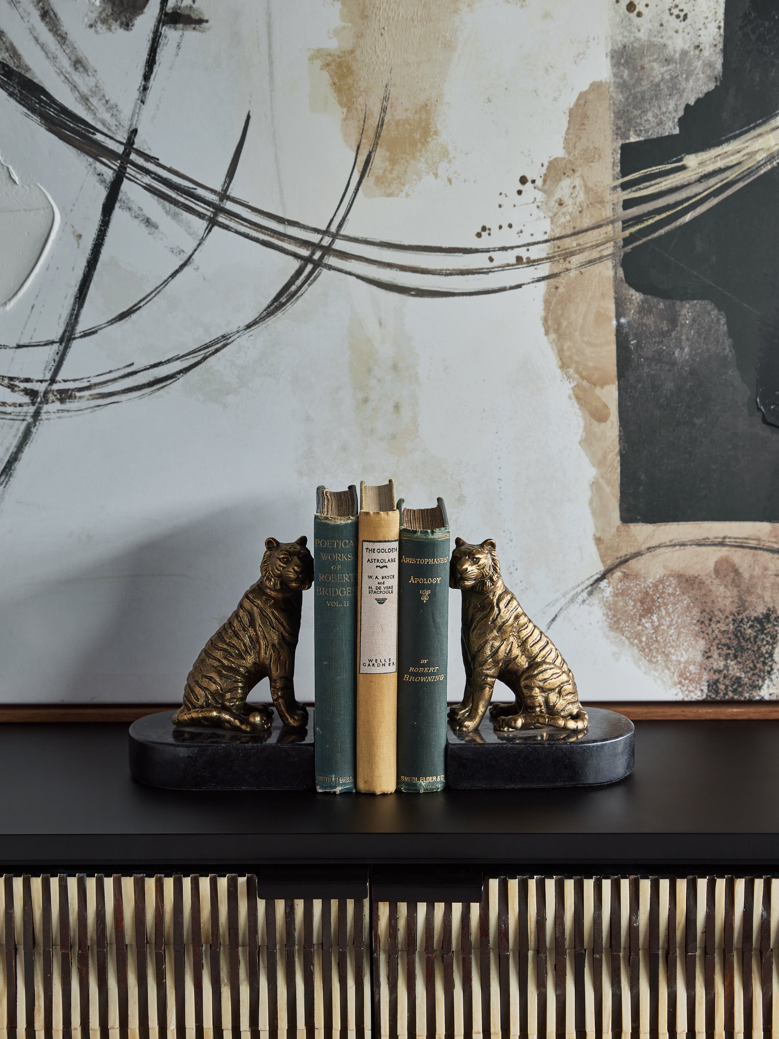Set of 2 Kavari Tiger Granite Bookends — lifestyle 6