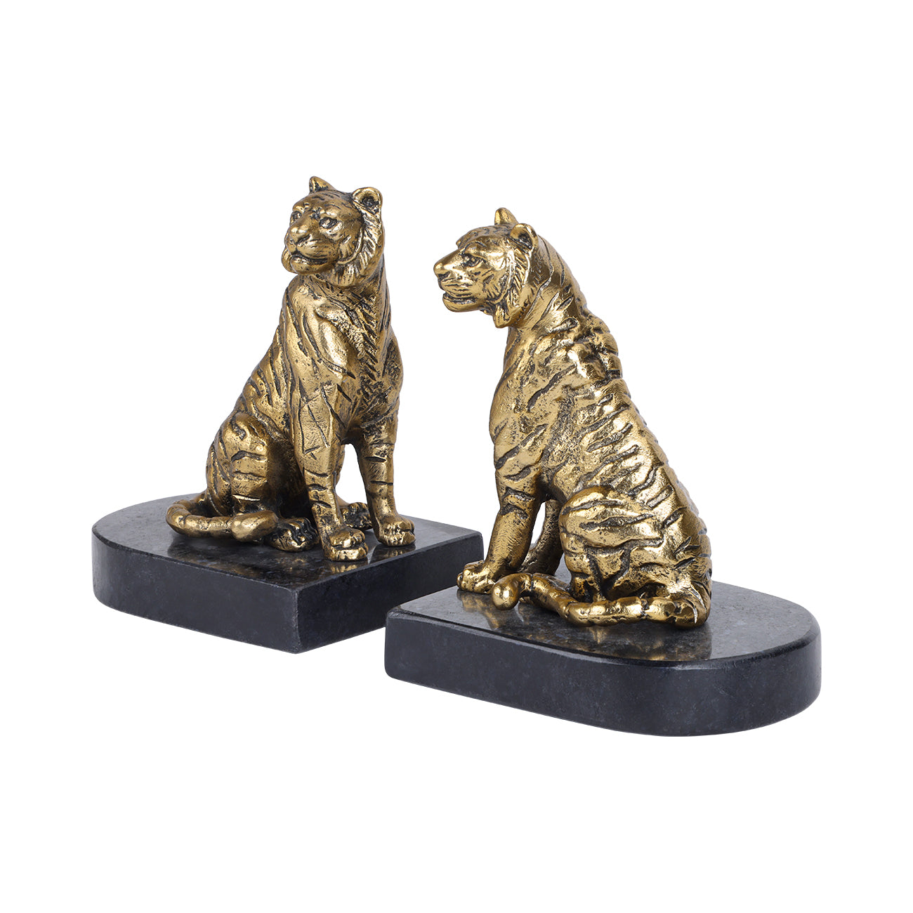 Set of 2 Kavari Tiger Granite Bookends