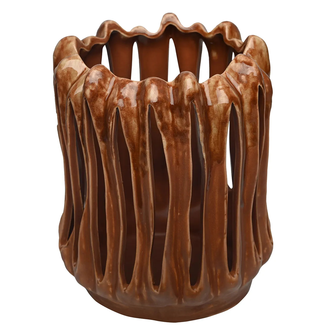 Denton Reactive Glaze Red Candle Holder