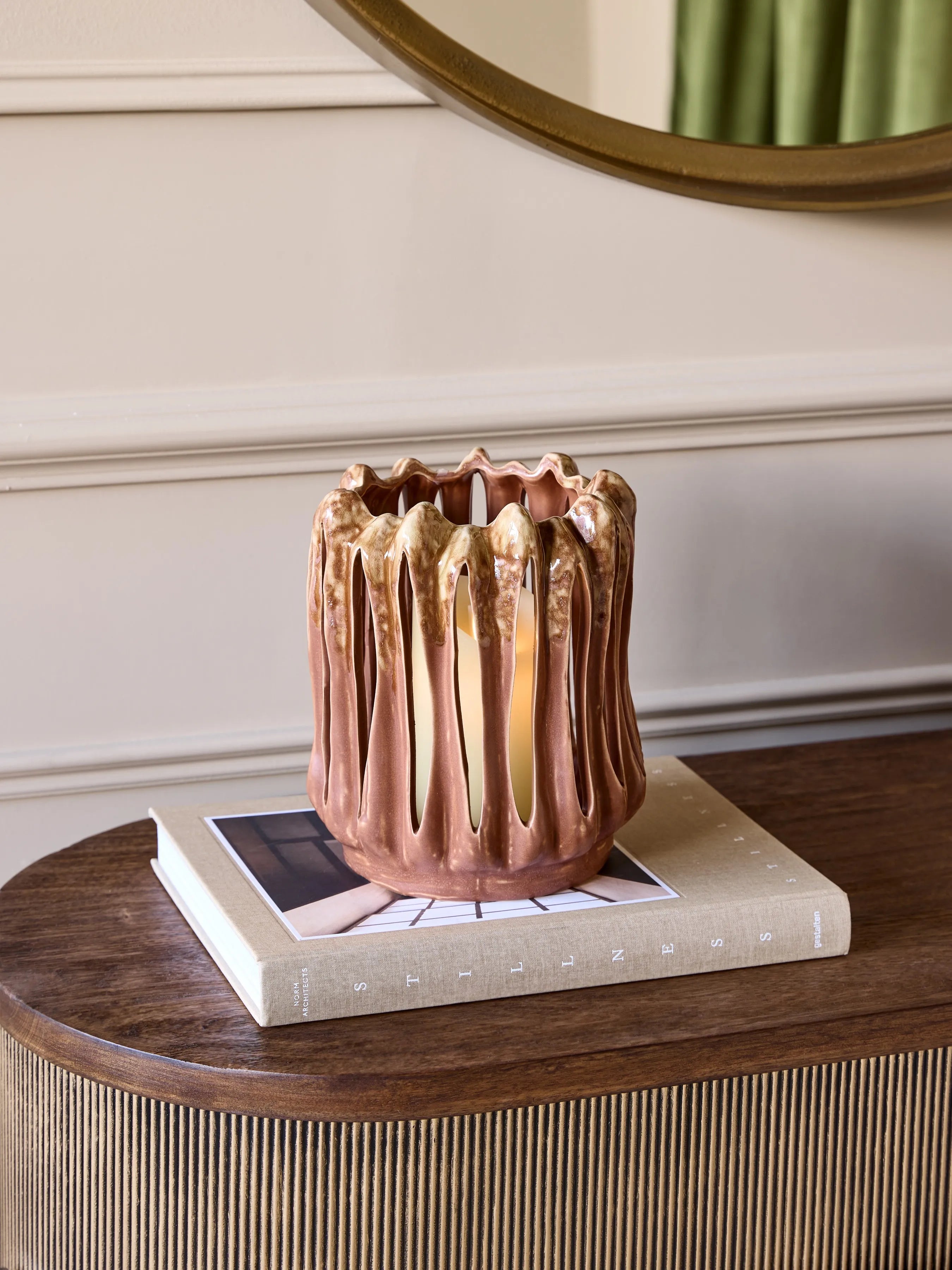 Denton Reactive Glaze Red Candle Holder