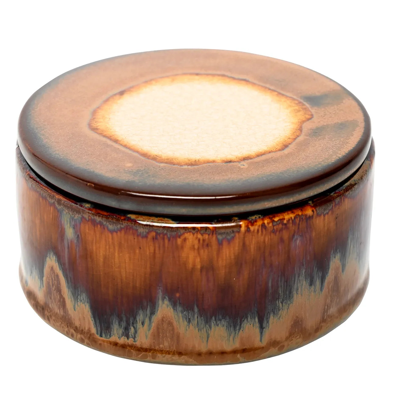 Medway Ochre Reactive Glaze Candle Blue - Rose Fragranced