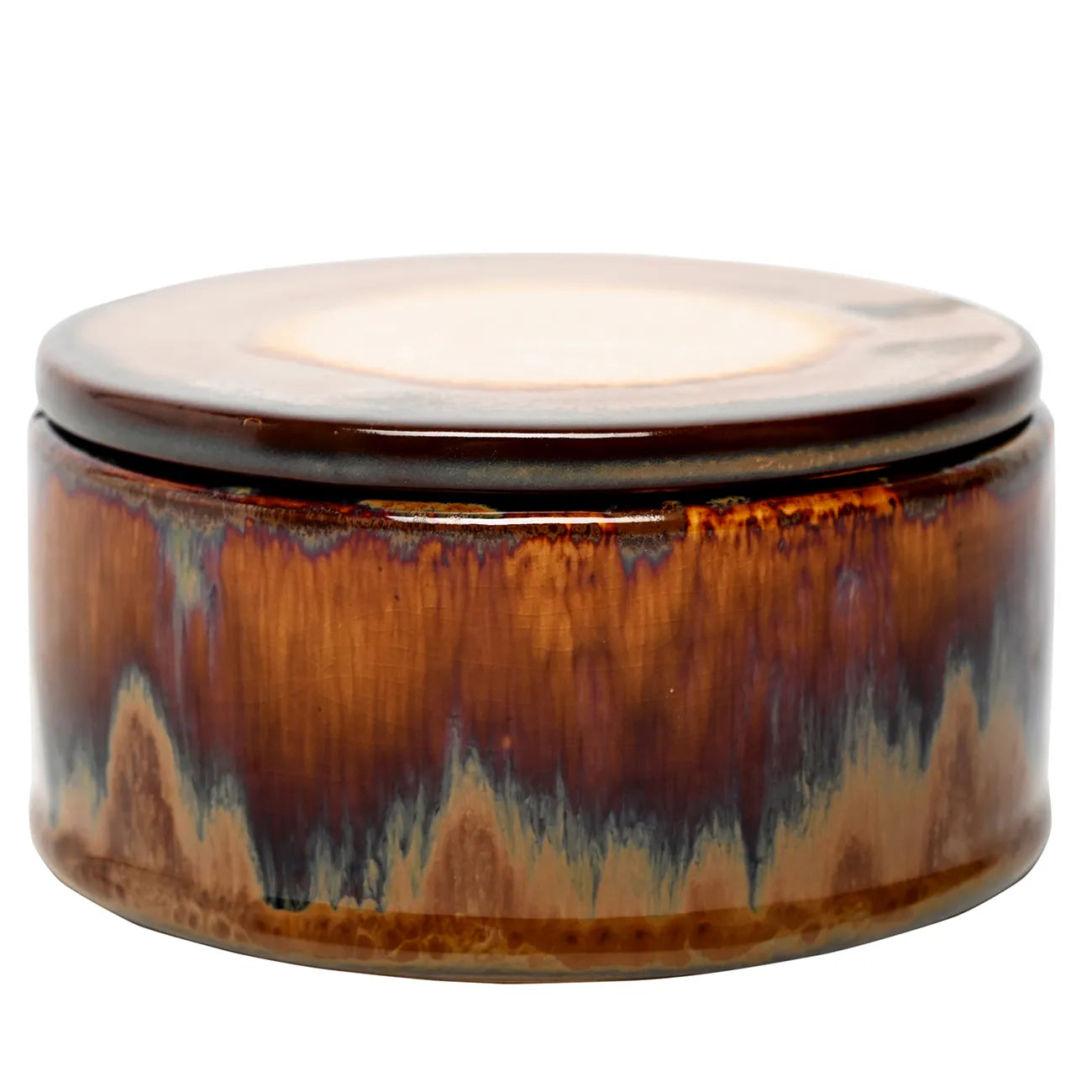 Medway Ochre Reactive Glaze Candle Blue - Rose Fragranced