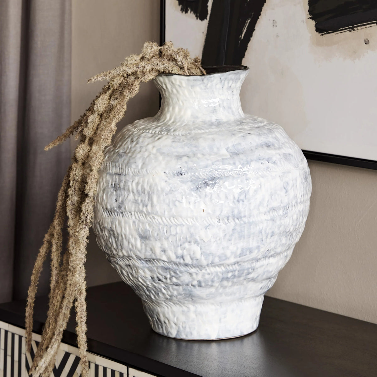Lunel White Glazed Vase Large