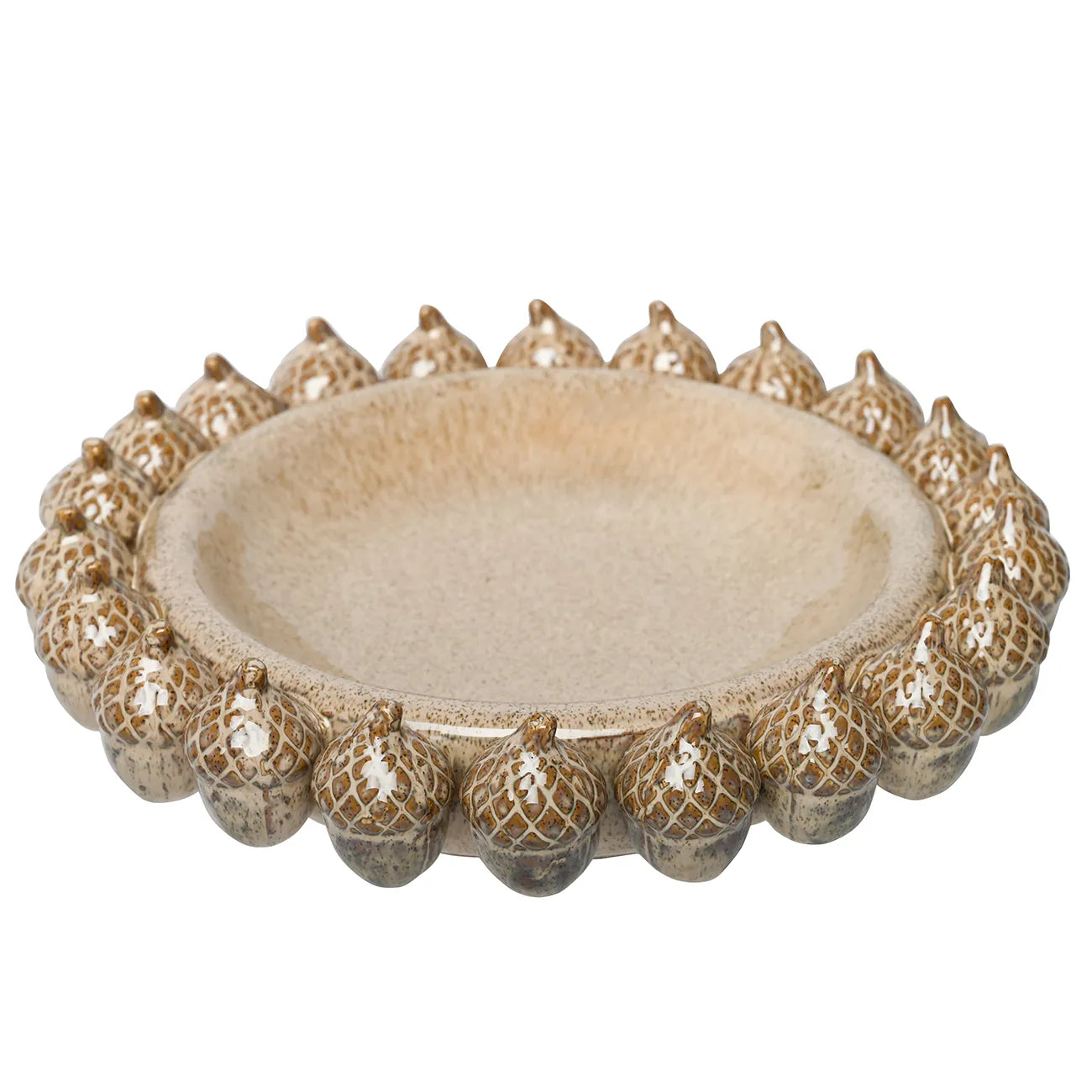 Acorn Cluster Cream Reactive Glaze Platter