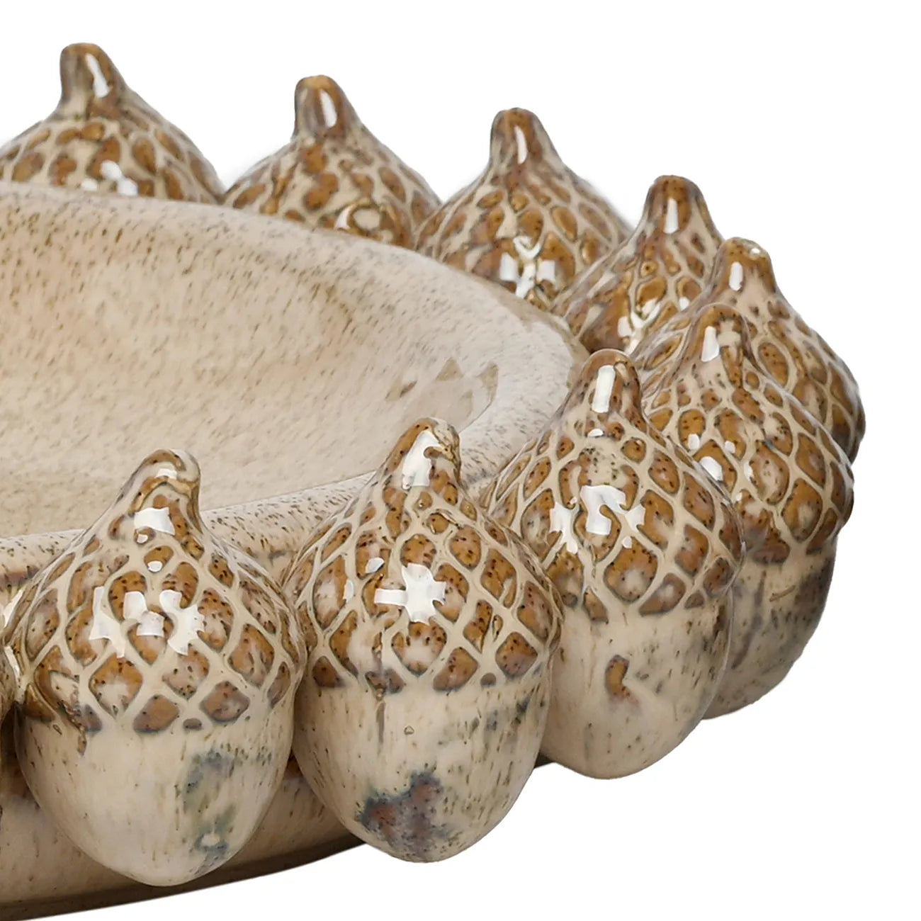 Acorn Cluster Cream Reactive Glaze Platter