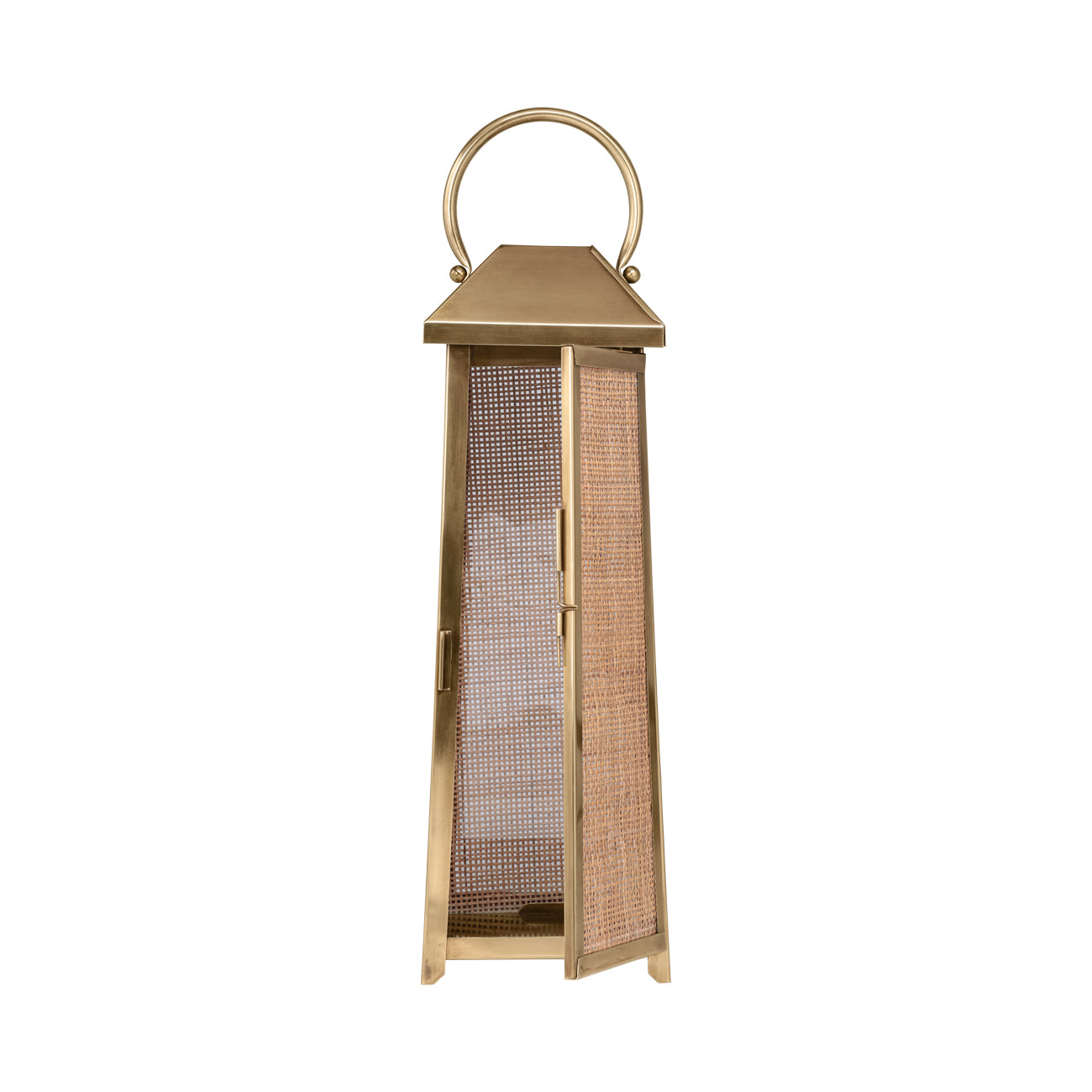 Soleil Brass & Rattan Lantern — view 3