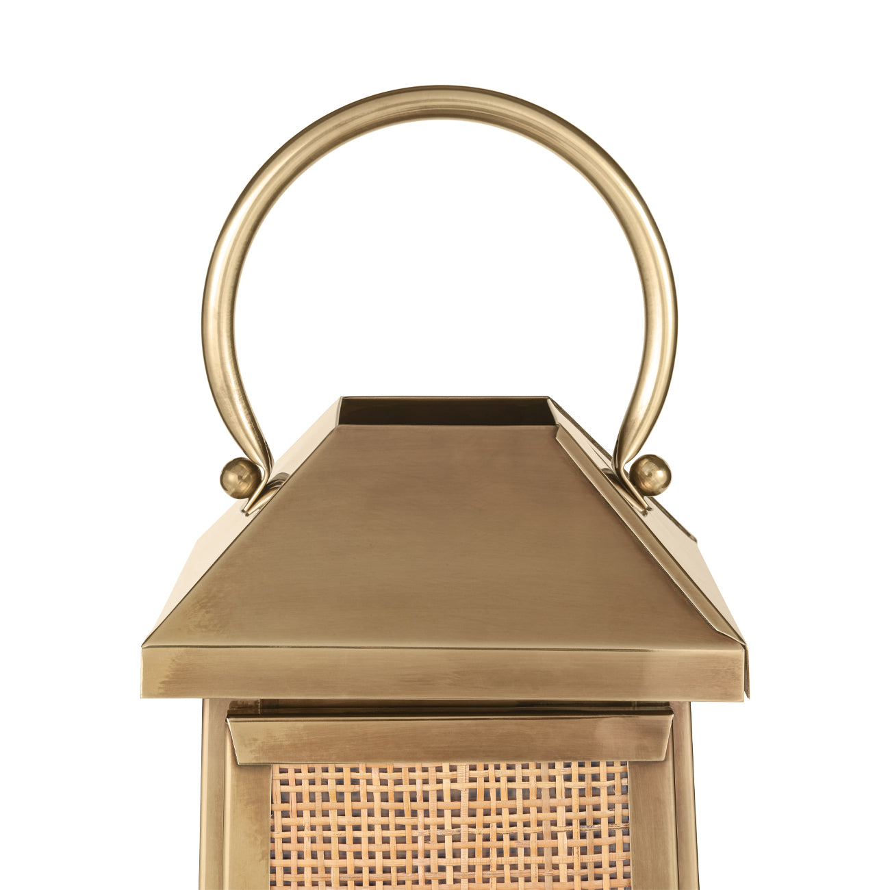 Soleil Brass & Rattan Lantern — view 4