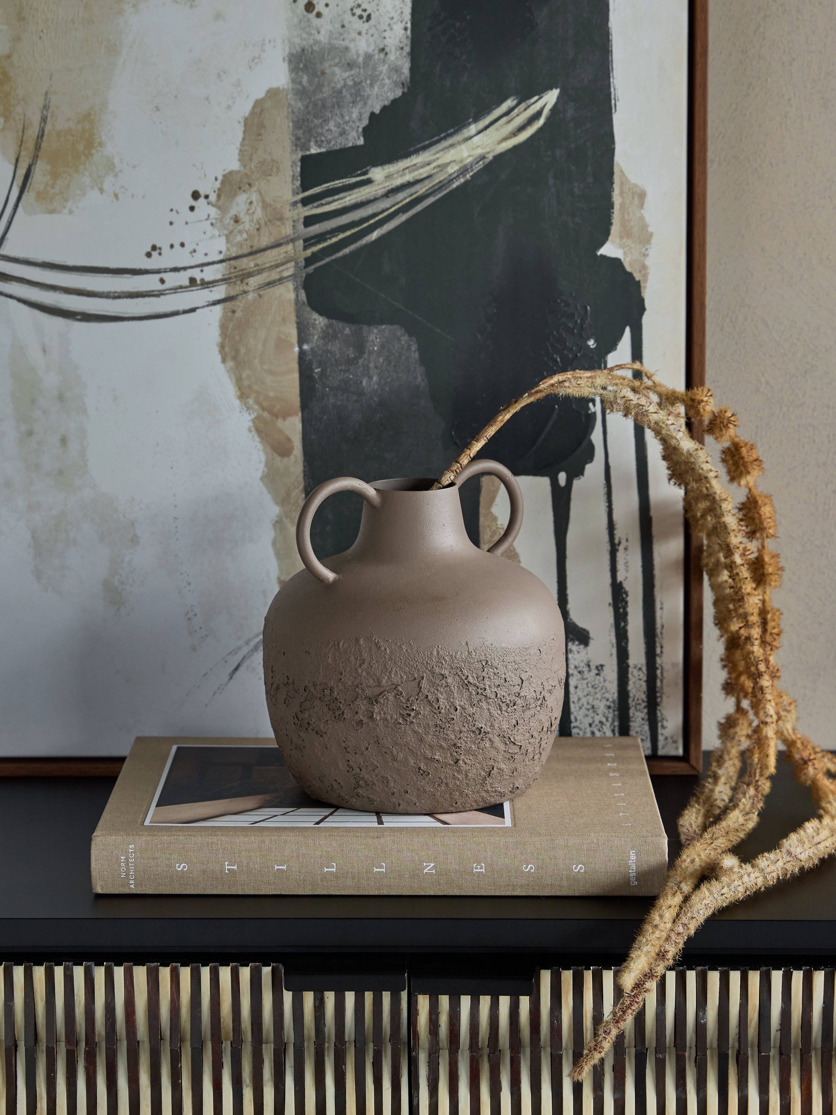 Alora Brown Textured Metal Small Vase — lifestyle 6