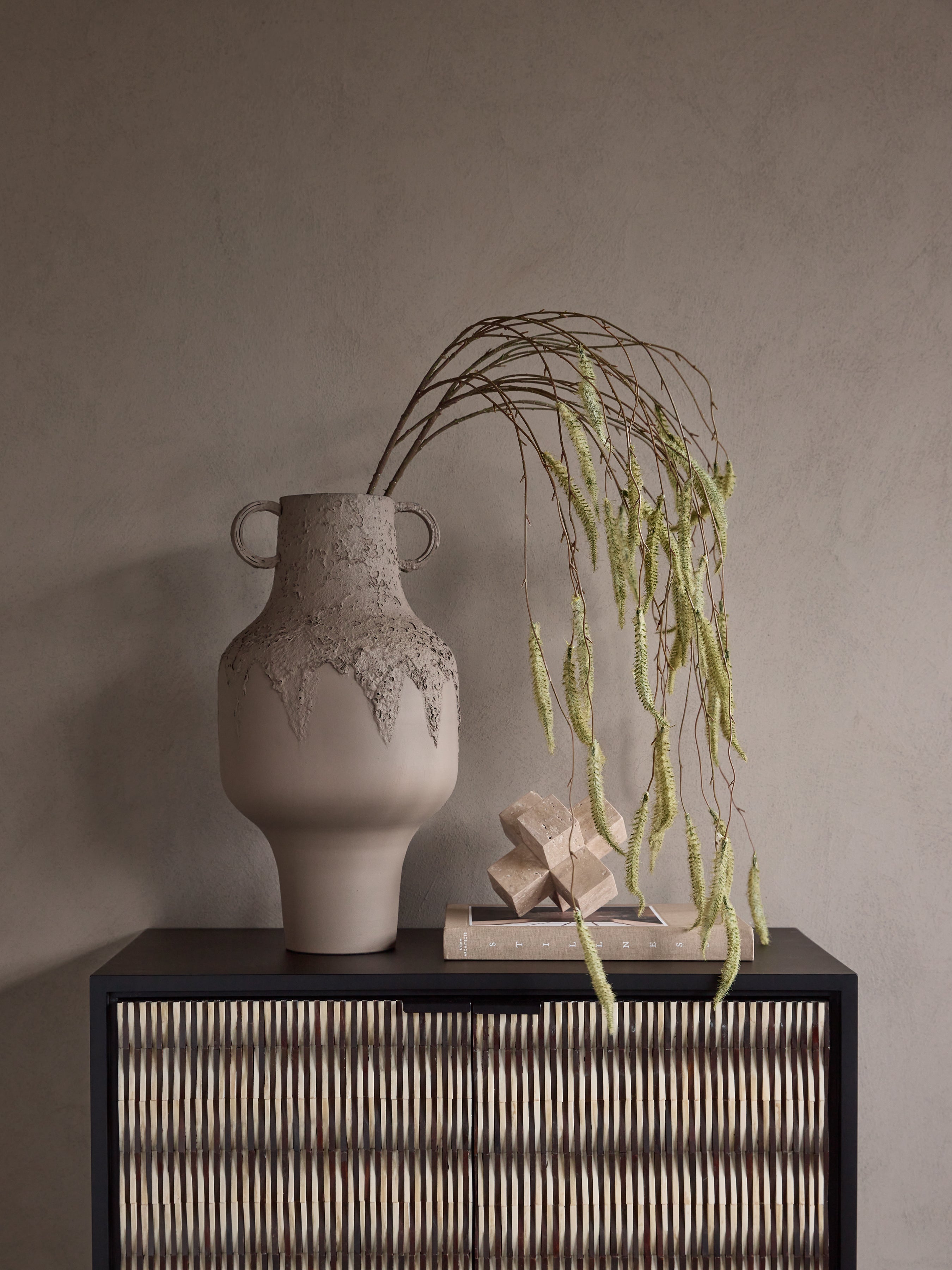Alora Brown Textured Metal Tall Vase — lifestyle 6
