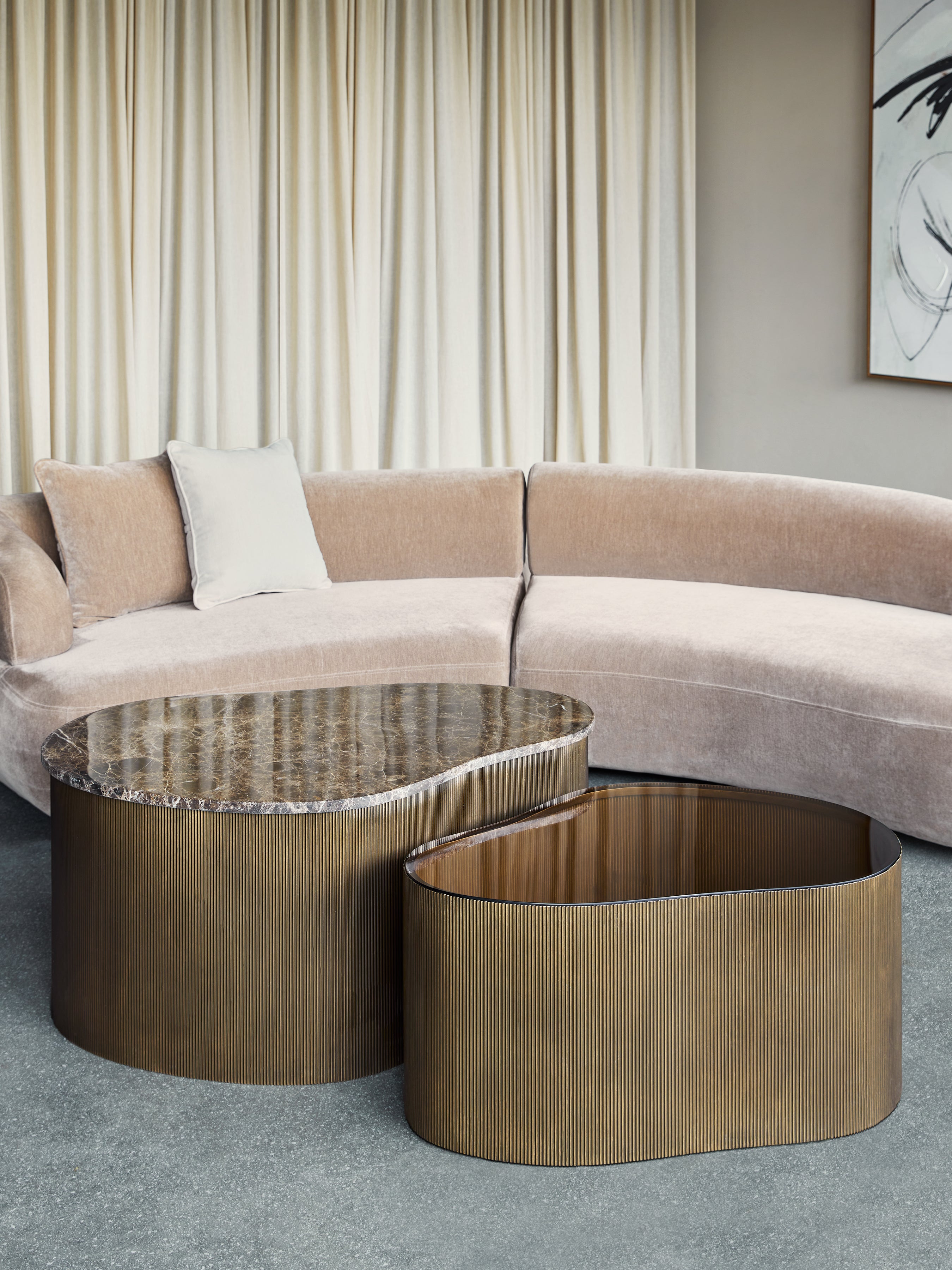 Set of 2 Cloud Marble & Glass Coffee Tables — lifestyle 6